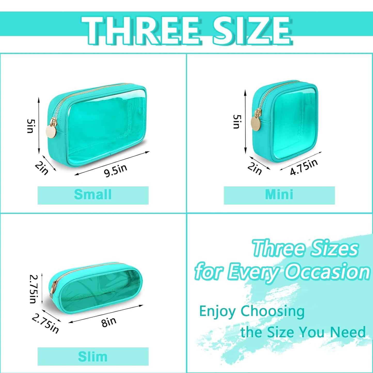 Clear Small Pencil Pouch Makeup Bag for Purse,Nylon&PVC Pencil Case Waterproof Makeup Brush Holder