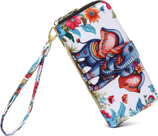 Women Wallet Card RFID For Womens Holder Blocking Credit Small Zipper Purse Pocket Bifold Slim Coin ID Ladies Wristlet Clutch Large Capacity Window Case Travel Zip Women's