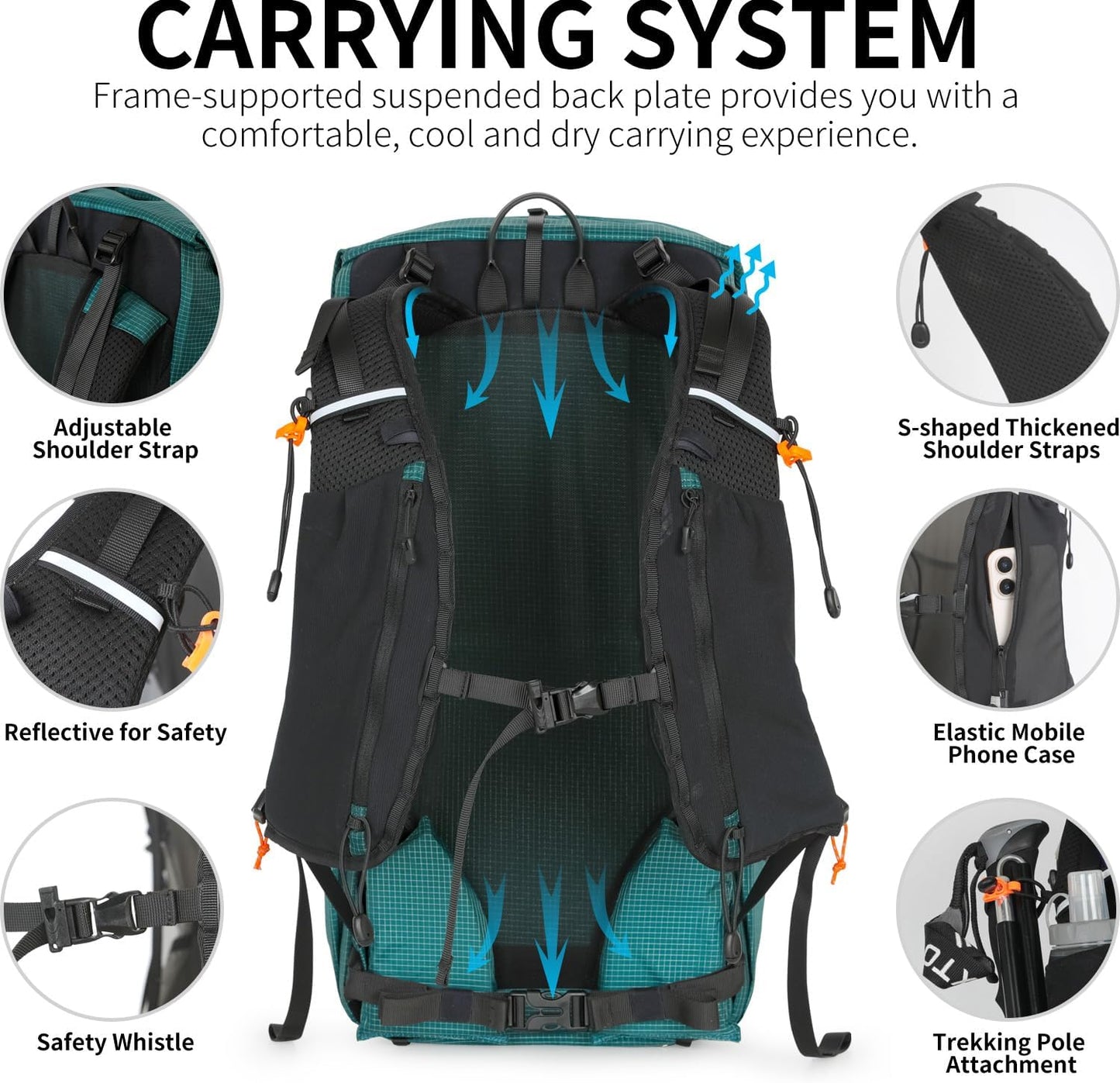 Hiking Backpack for Men and Women, 30L Waterproof Camping Backpack with 3L Water Bladder and Rain