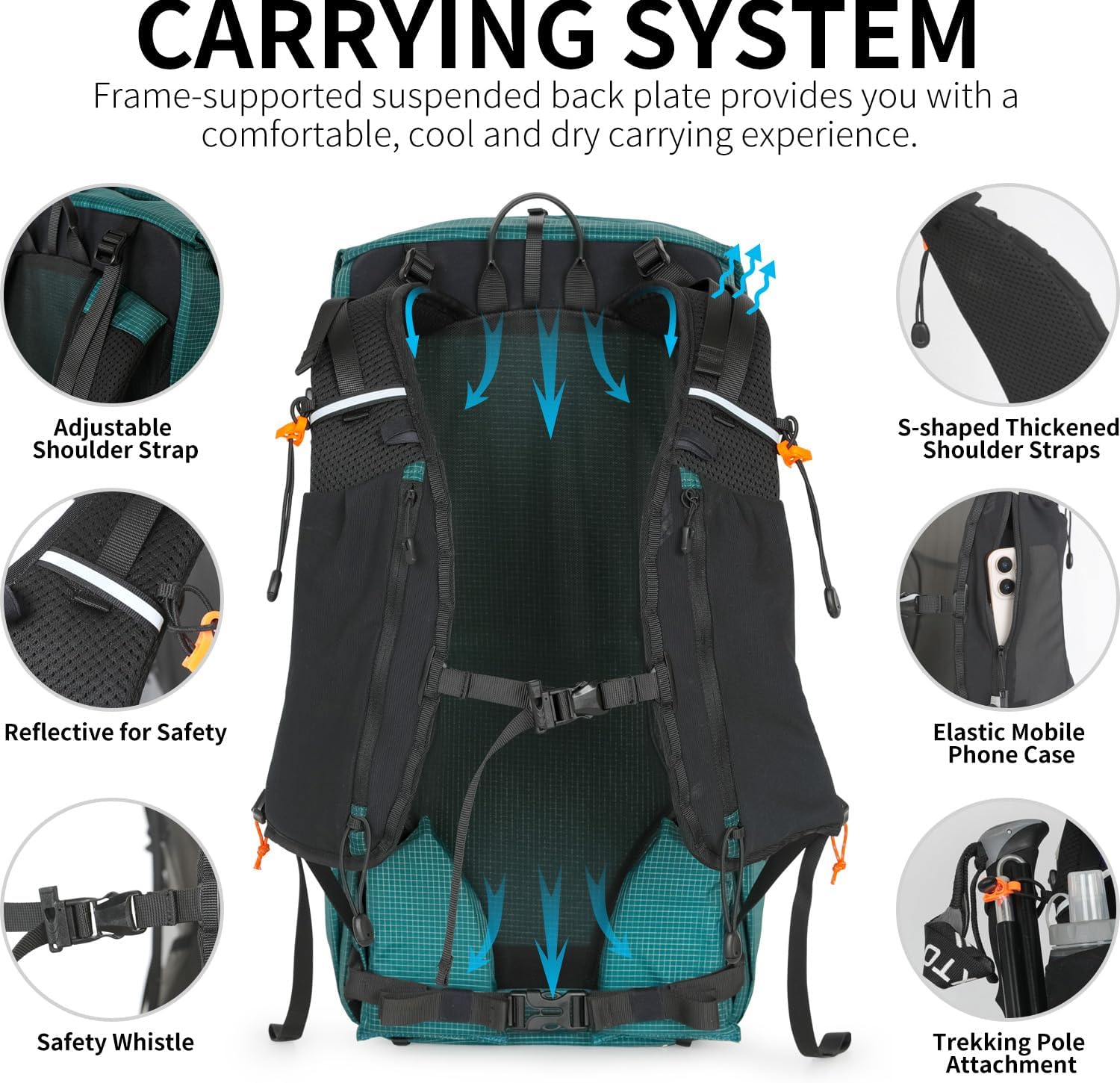 Hiking Backpack for Men and Women, 30L Waterproof Camping Backpack with 3L Water Bladder and Rain
