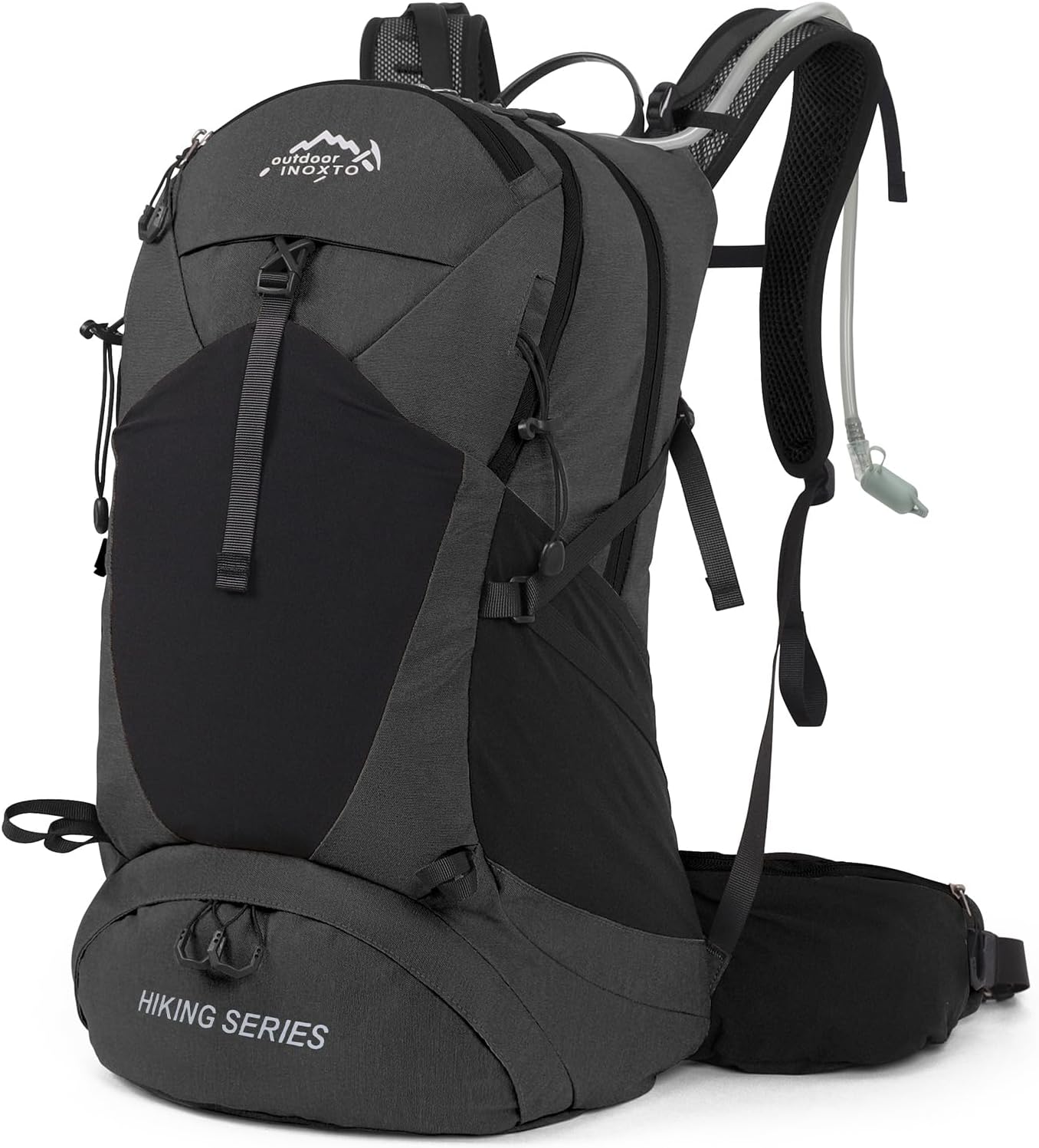 Hiking Backpack, Waterproof Hiking Daypack with 3L Water Bladder and Rain Cover, Lightweight Travel Camping Backpack for Men Women (Black)