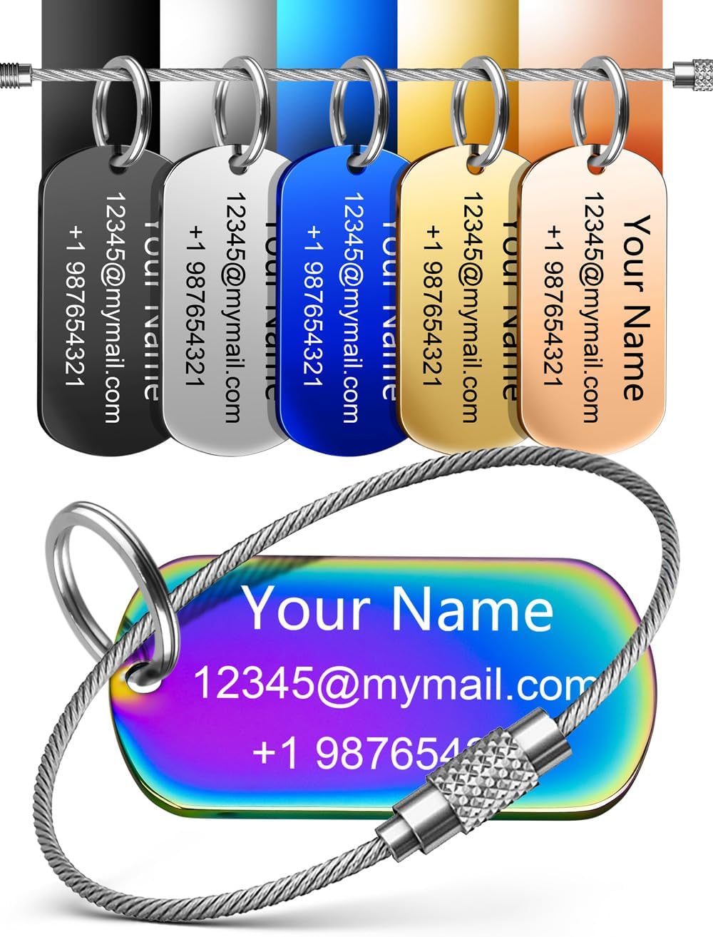 Personalized Luggage Tags for Suitcases and Backpacks - Stainless Steel Metal Unique Custom Traval Bag Name Tags for Kids, Women, Luggage, Baggage, Cute and Funny - Bulk Set (1 Tag)