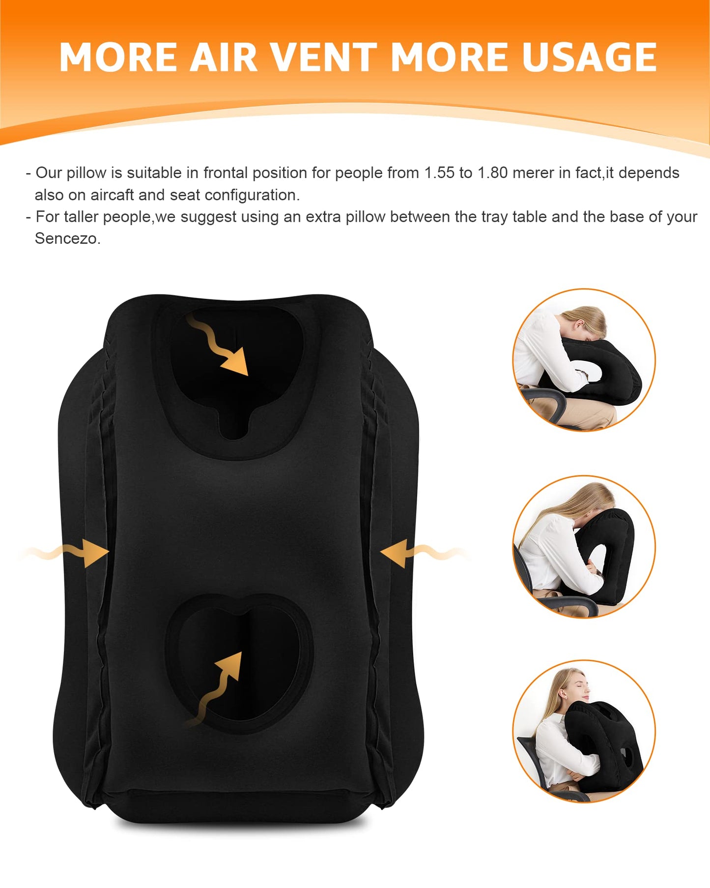 Sunany Inflatable Neck Pillow Used for Airplanes/Cars/Buses/Trains/Office Napping with Free Eye