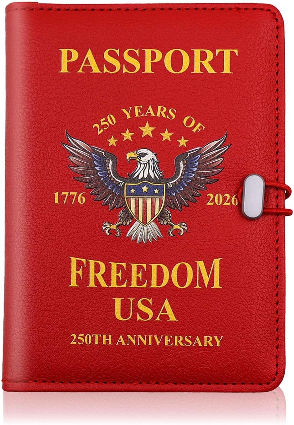 Melsbrinna Passport Holder for Travel,United States 250th Anniversary Passport Holder,Passport Cover Case for Travel,RFID Blocking Travel Wallet Holders for Women and Men (Red)