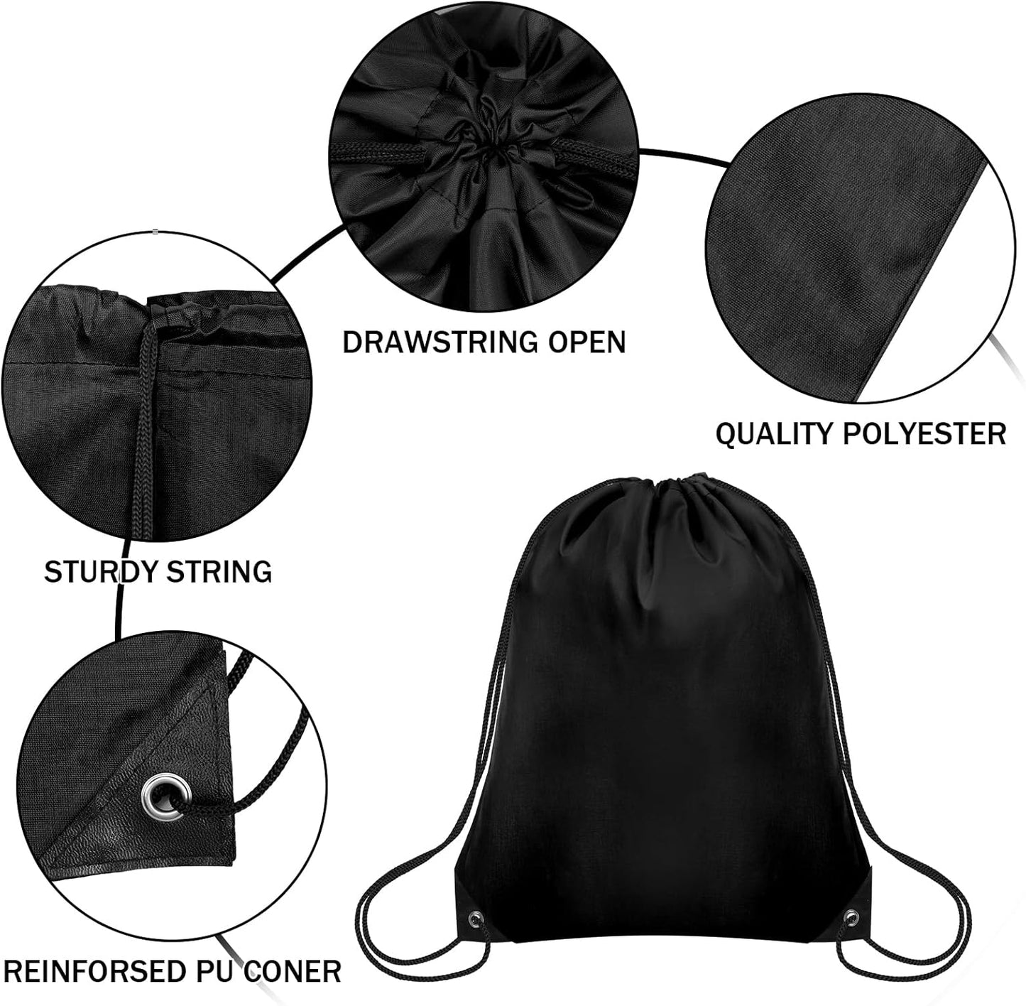 150Pcs Drawstring Backpack Bulk Cinch Sackpack Drawstring Bags Nylon for Gym Party Trip(Black)