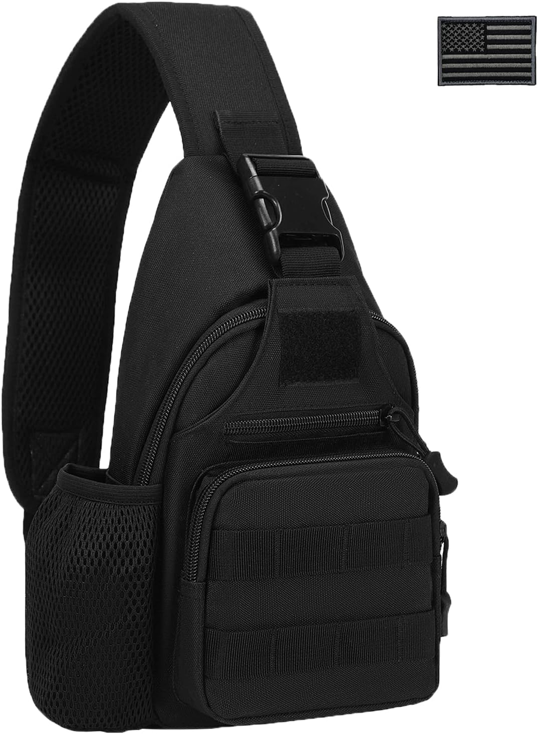 ZHIERNA Tactical Sling Crossbody Backpack with Water Bottle Holder, MOLLE EDC Shoulder Sling Chest