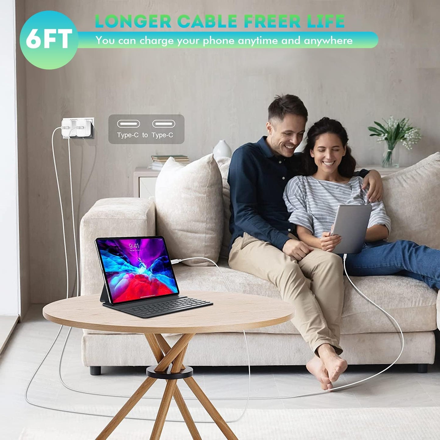 iPhone 16 15 Charger Fast Charging,6FT Type C to USB C Cable Cord,20W USB C Charging Block for Apple iPhone 16/16 Plus/iPhone 15 Plus/15 Pro Max,iPad Pro 12.9/11 inch/Air/Mini,Wall Plug Power Adapter