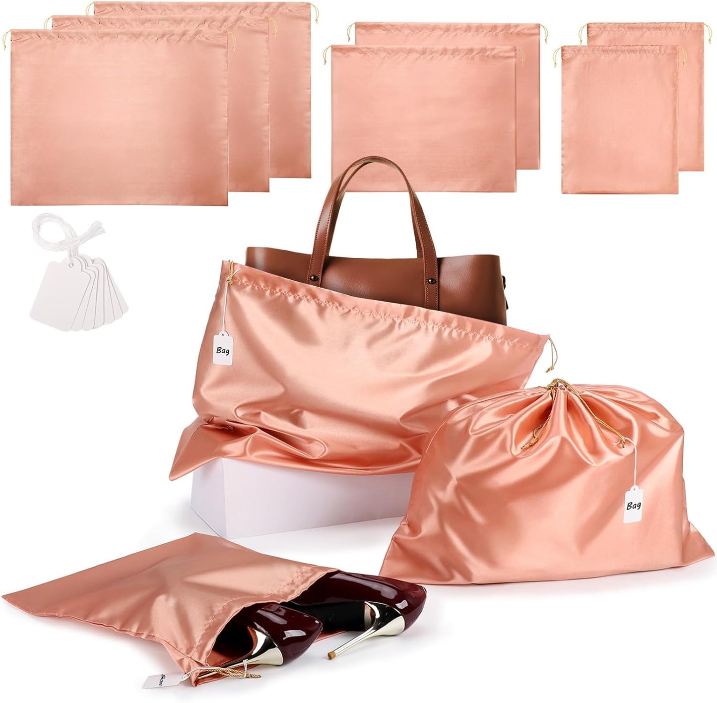 Ewen 7Pcs Dust Bags for Handbags, Silk Cloth Bag with Drawstring, 2Pcs 19.6x15.7in Bag for Purse