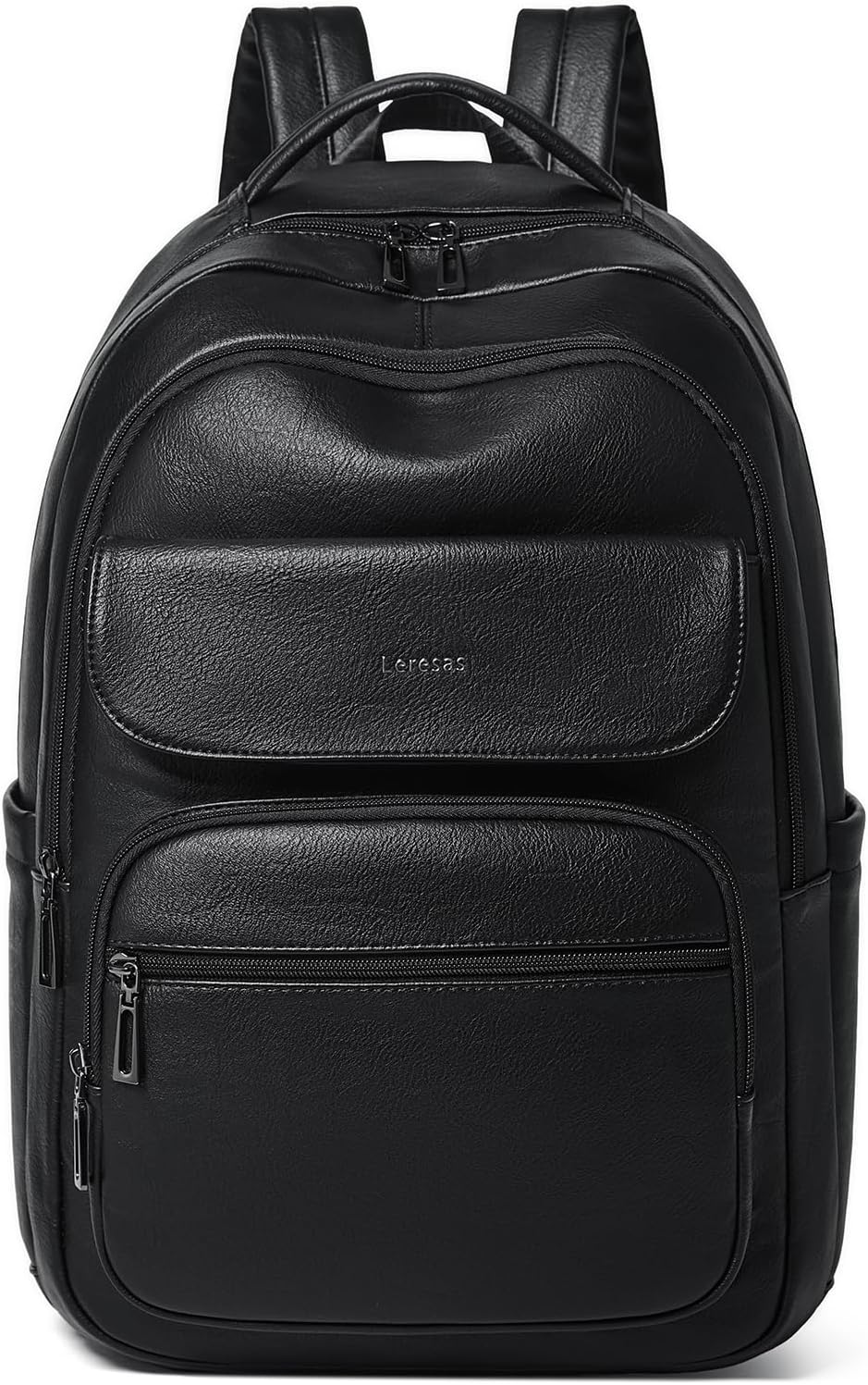 37L Backpack Purse for Women Men for Work Travel Back Pack Laptop Purses Vegan Leather Fashion College Daypack Black