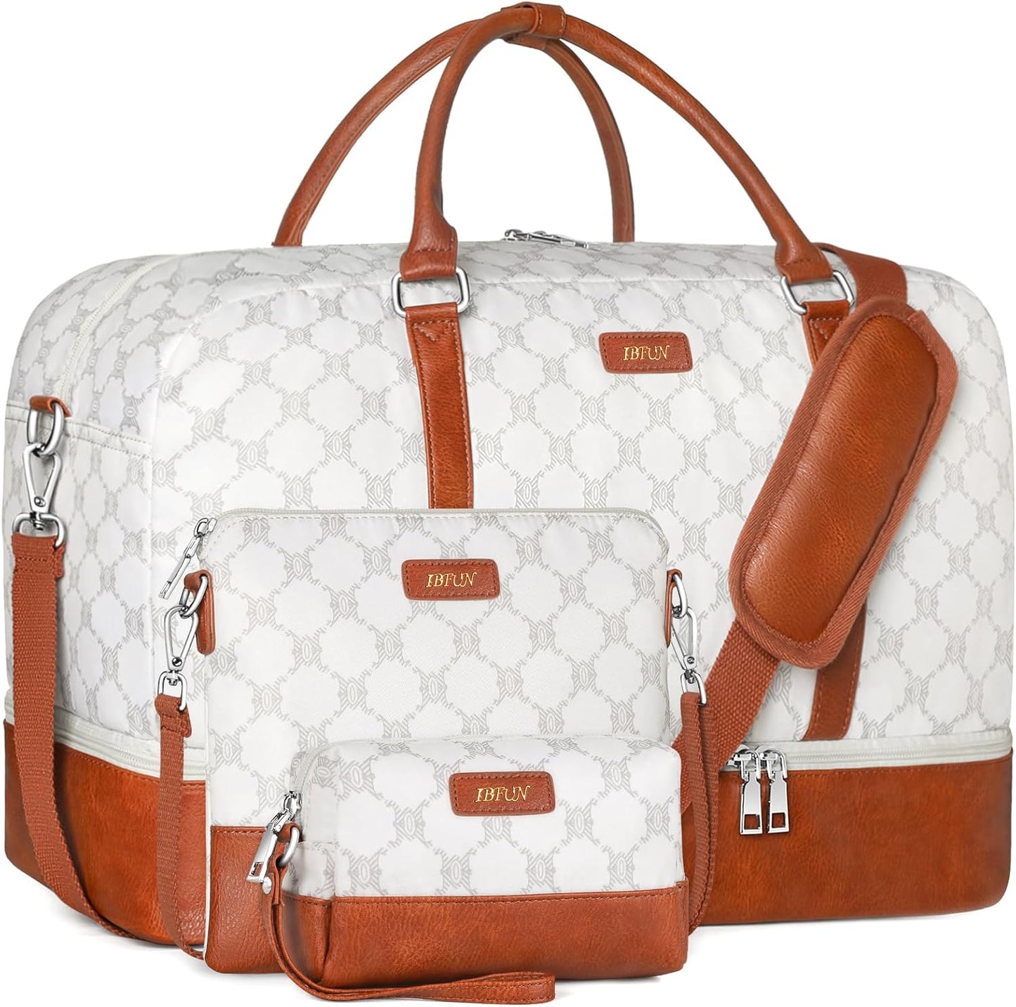 IBFUN Weekender Bags for Women, 21" Weekender Travel Bag, Travel Duffle Bag with Shoe Compartment