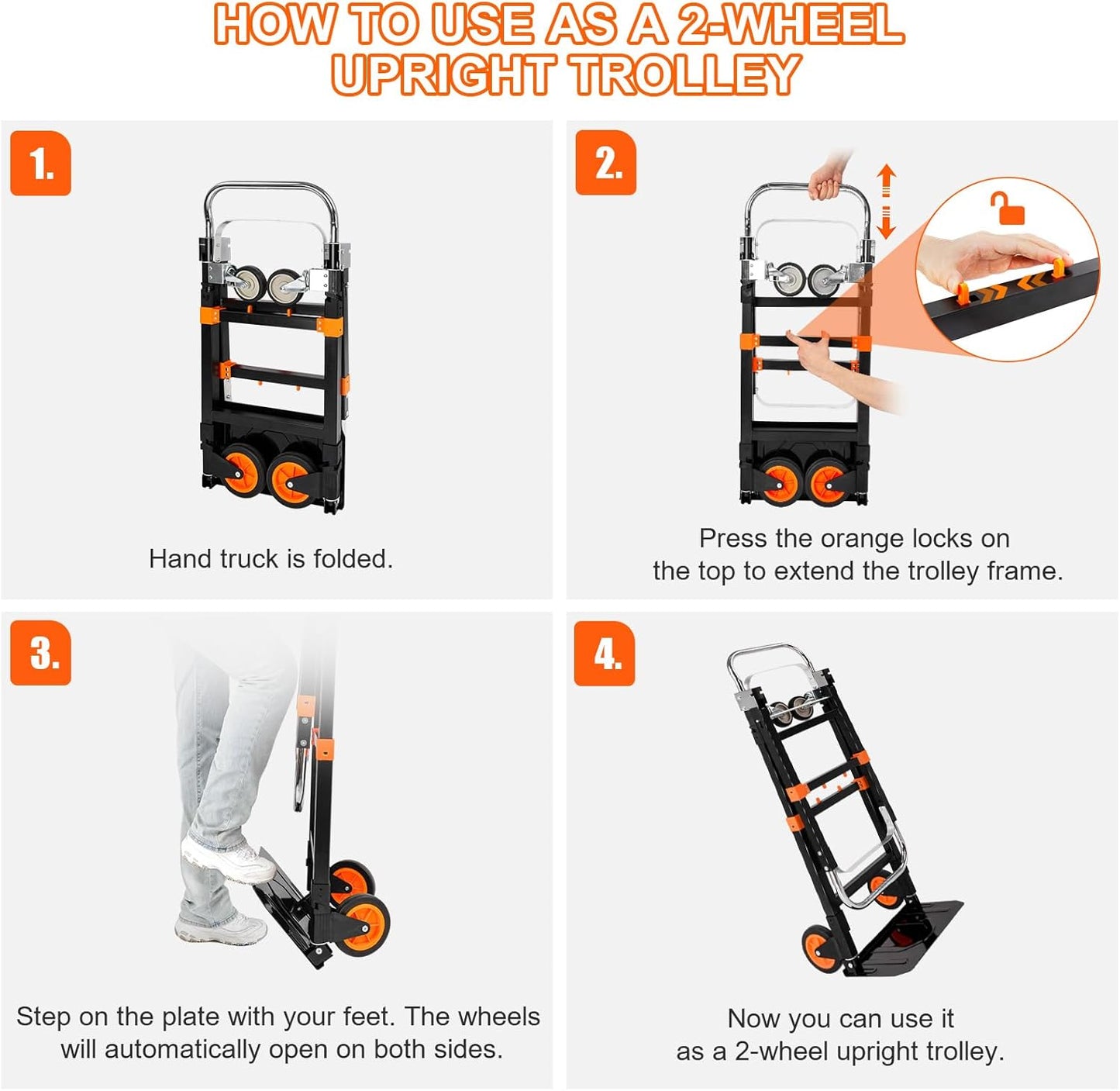 330lb Portable Platform Luggage Cart for Moving Travel Home (2 × 6“ Wheels+2 × 4" Casters, 660LB)