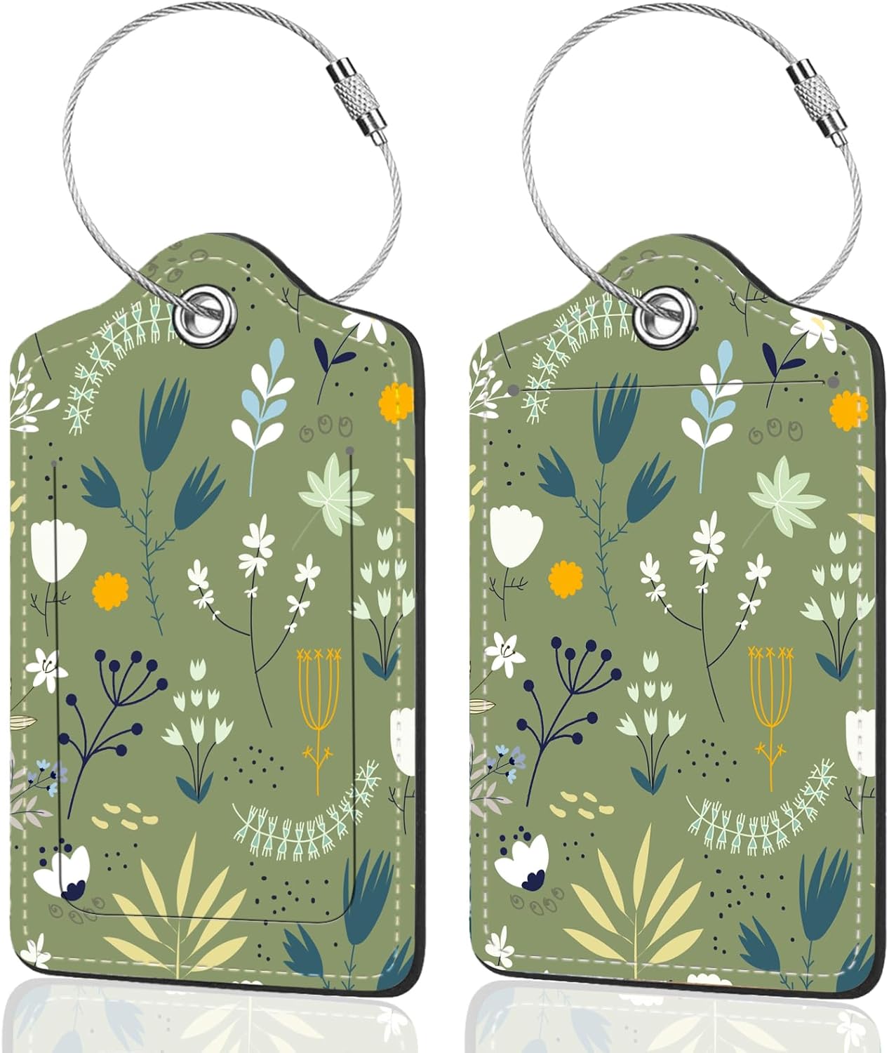 2Pack Luggage Tags for Suitcases, Cute Unique Pu Leather Cruise Luggage Tag with Privacy Cover ID Label Address Card and Metal Ring Suitable for Women Men Kids Travel Bag Green Crush 6