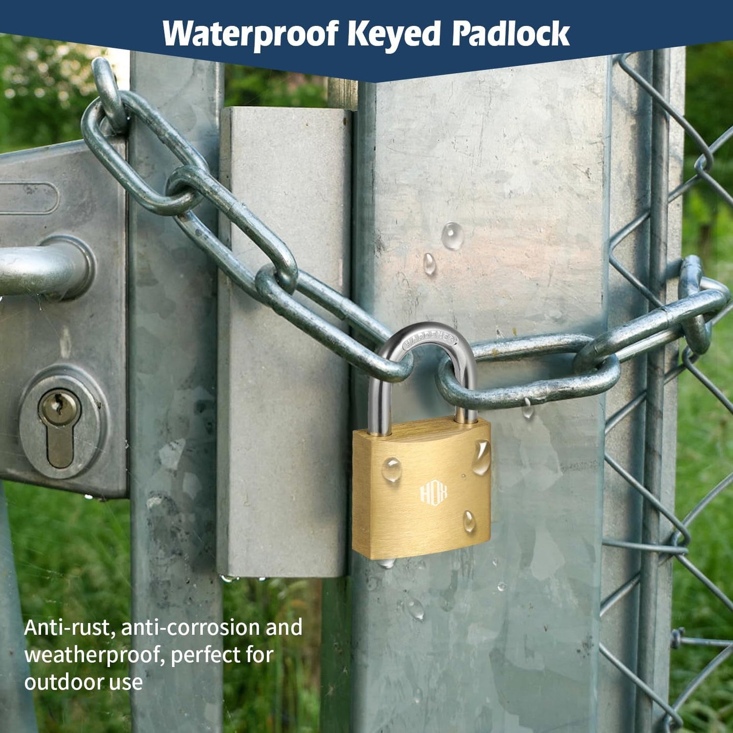HOX 12-Pack Keyed Padlock, Waterproof and Rustproof, Solid Brass Lock with 1-1/4" Wide Body, Padlock with Keys for Storage Unit, Sheds, Garages and Fence
