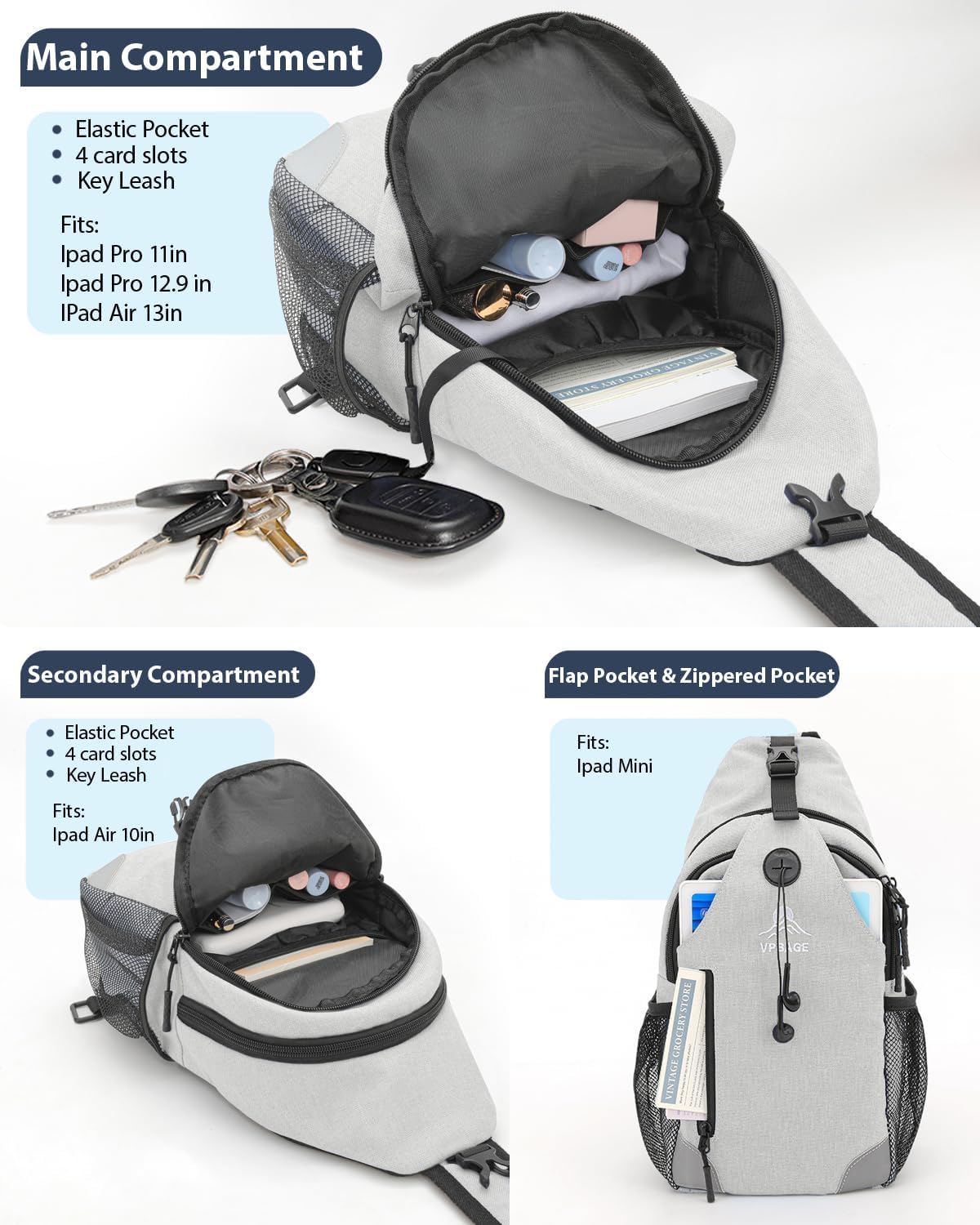 Sling Bag, Crossbody Bag for Men, Cross Body Hiking Backpack, Travel Daypack, Chest Pack with Chest Phone Holder