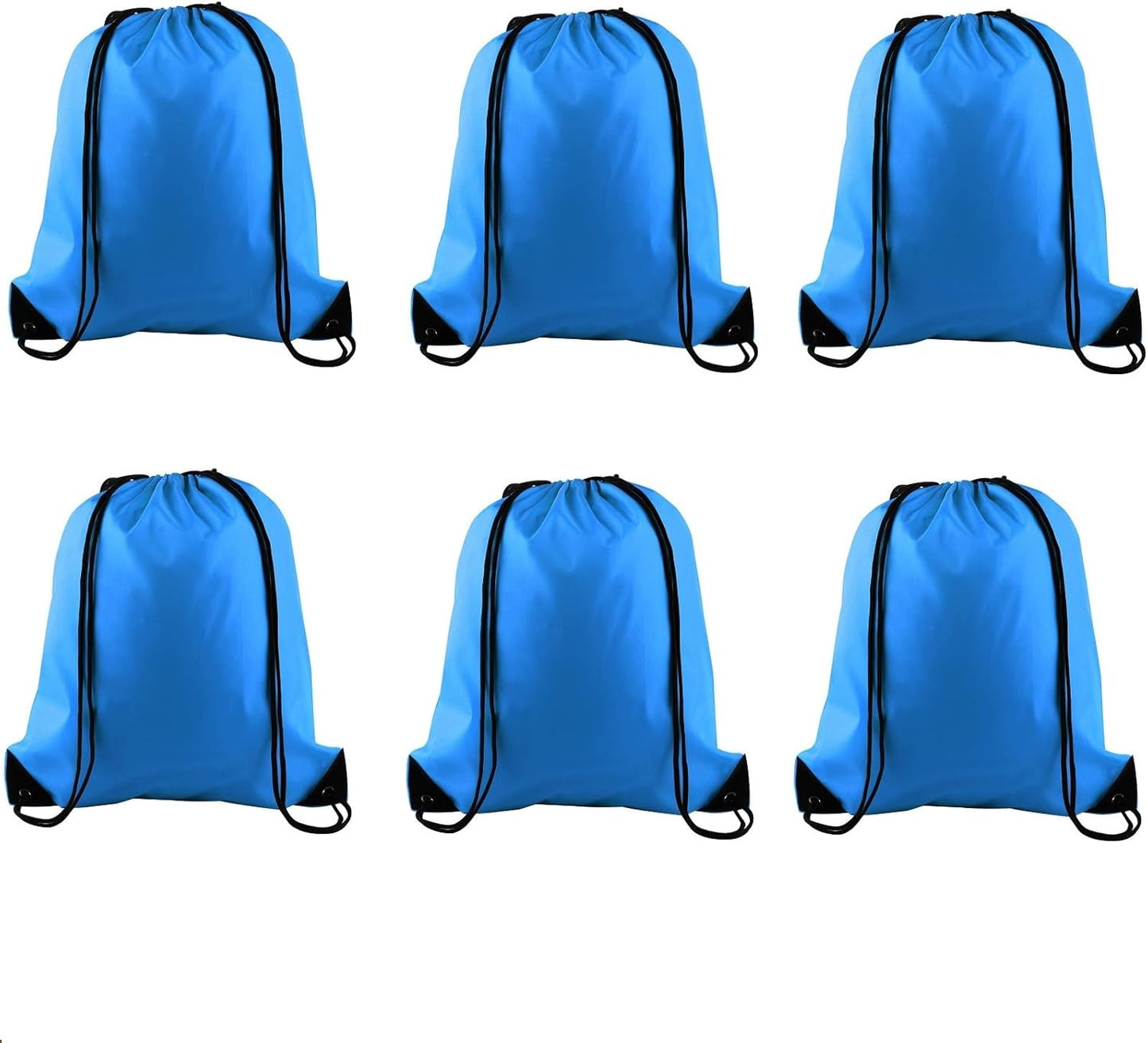 PLULON 6 Pcs Drawstring Bags Bulk Blue Drawstring Backpack String Backpack Cinch Sack Sport Gym Bags for Yoga Traveling Outdoor Sports