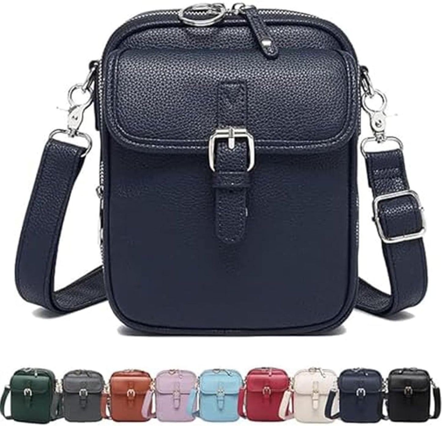 Leather Crossbody Bag for Women,Anti-Theft Messenger Bag with Large Capacity,Built-in Purse Card Slots Shoulder Sling Bag