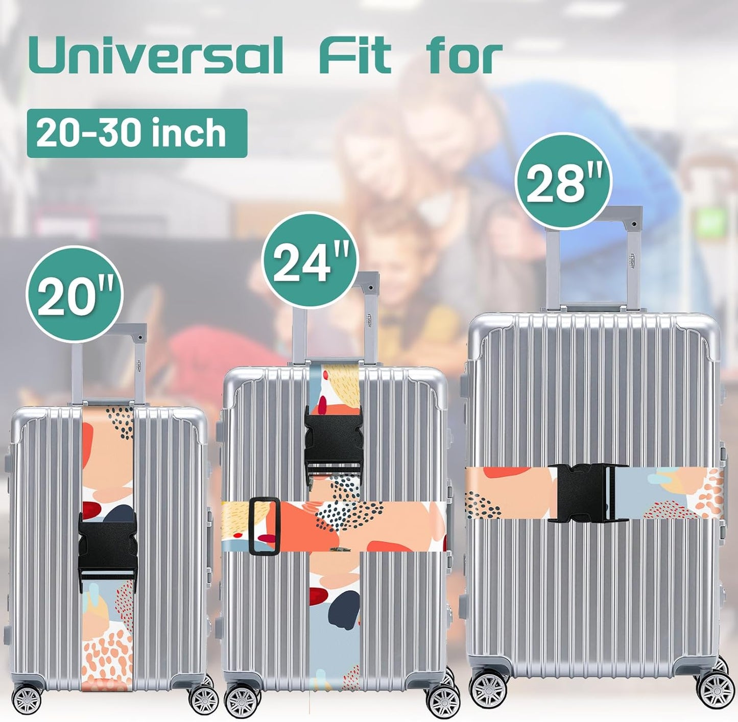 Slohif Luggage Straps for Suitcases Travel Belt Accessories Luggage Connector Identifiers 2 Pack Over Handle with Buckle Unique Nylon Adjustable Strap for Sleeping Bag Car Seat Simple Painting
