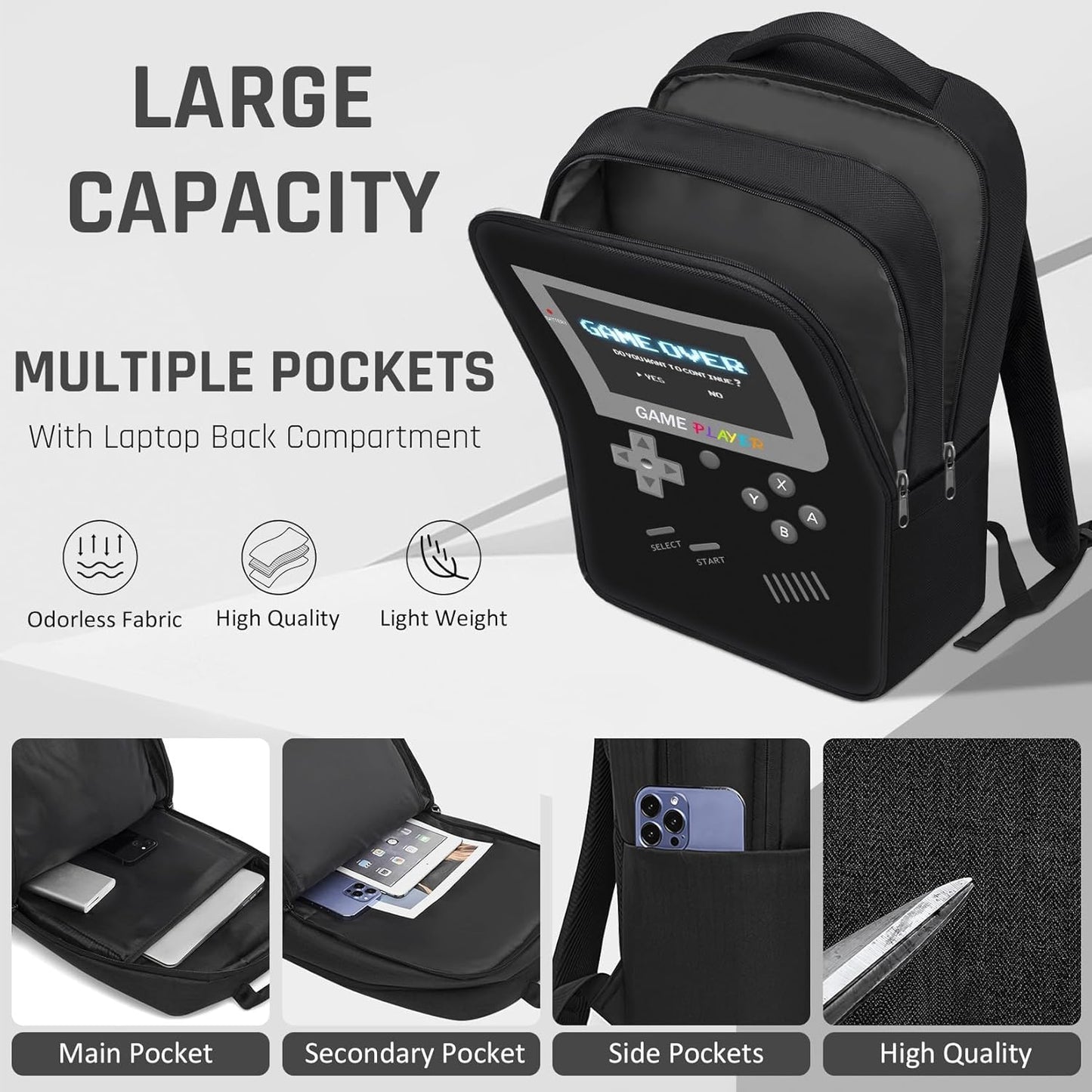 School Backpack for Boys,3pcs Gamer Boys Backpack with Lunch Box Set for Kids Children Teens Elementary Middle School,17" Large Capacity Student Bookbag & Multifunctional Video Game Travel Bag