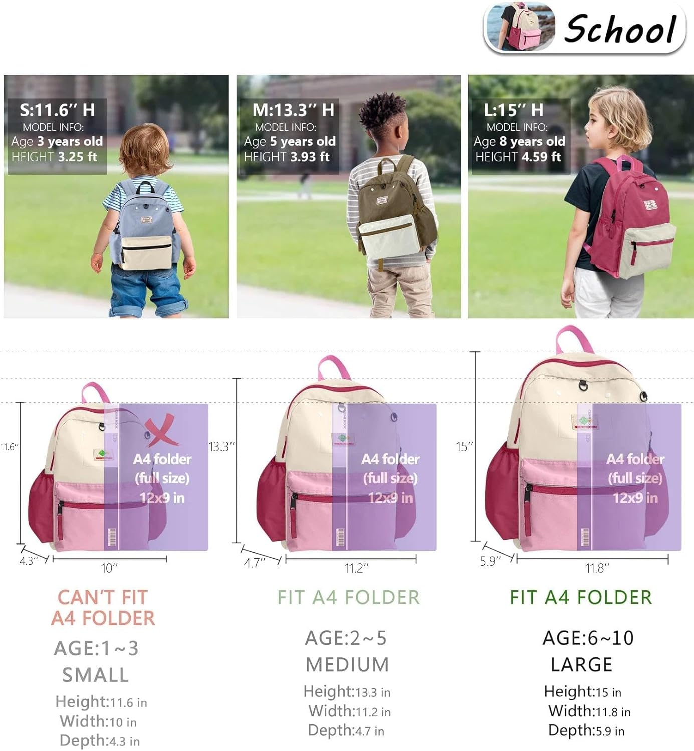 Kids Backpack for Girls: Girls Backpack 6-10 - Kindergarten Elementary School Bookbag for Girl