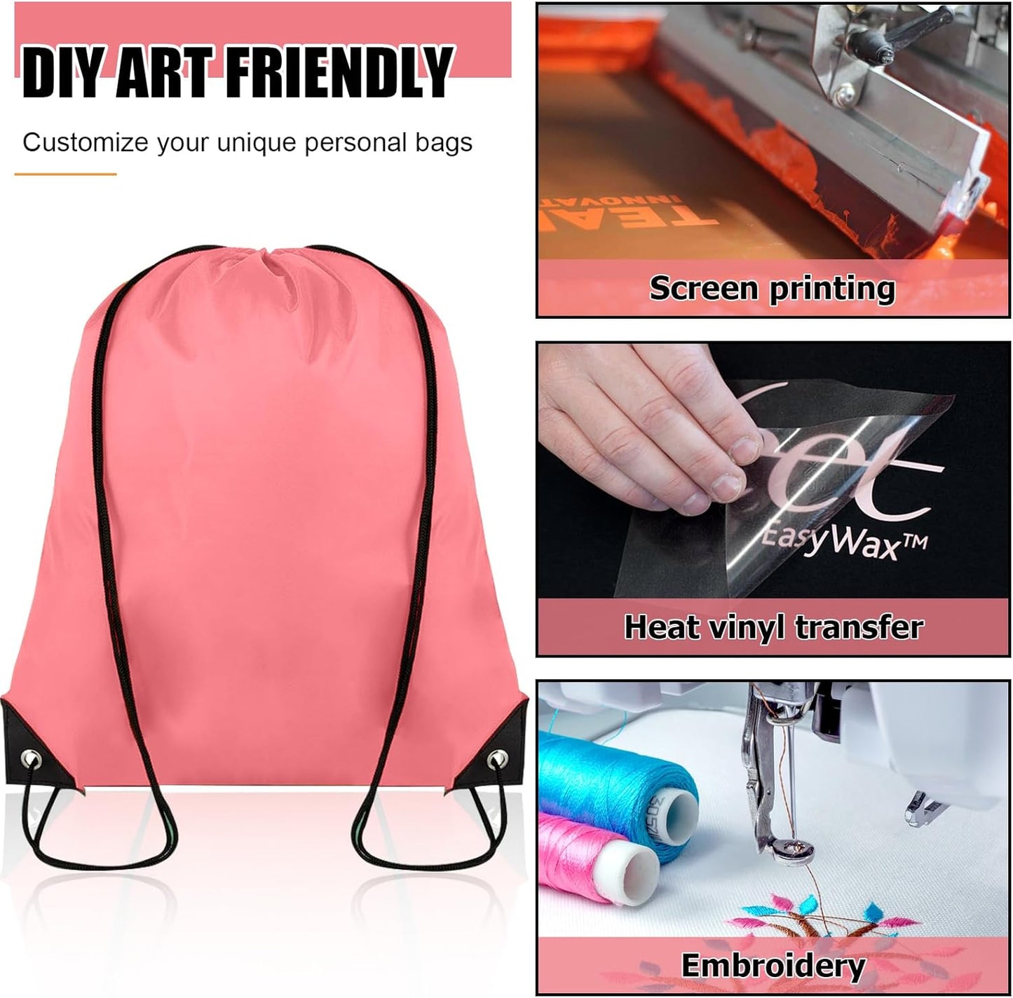 40 Pieces Drawstring Backpack Bulk Cinch Sackpack Ployster Drawstring Bags for Gym Party Trip(Peachy)
