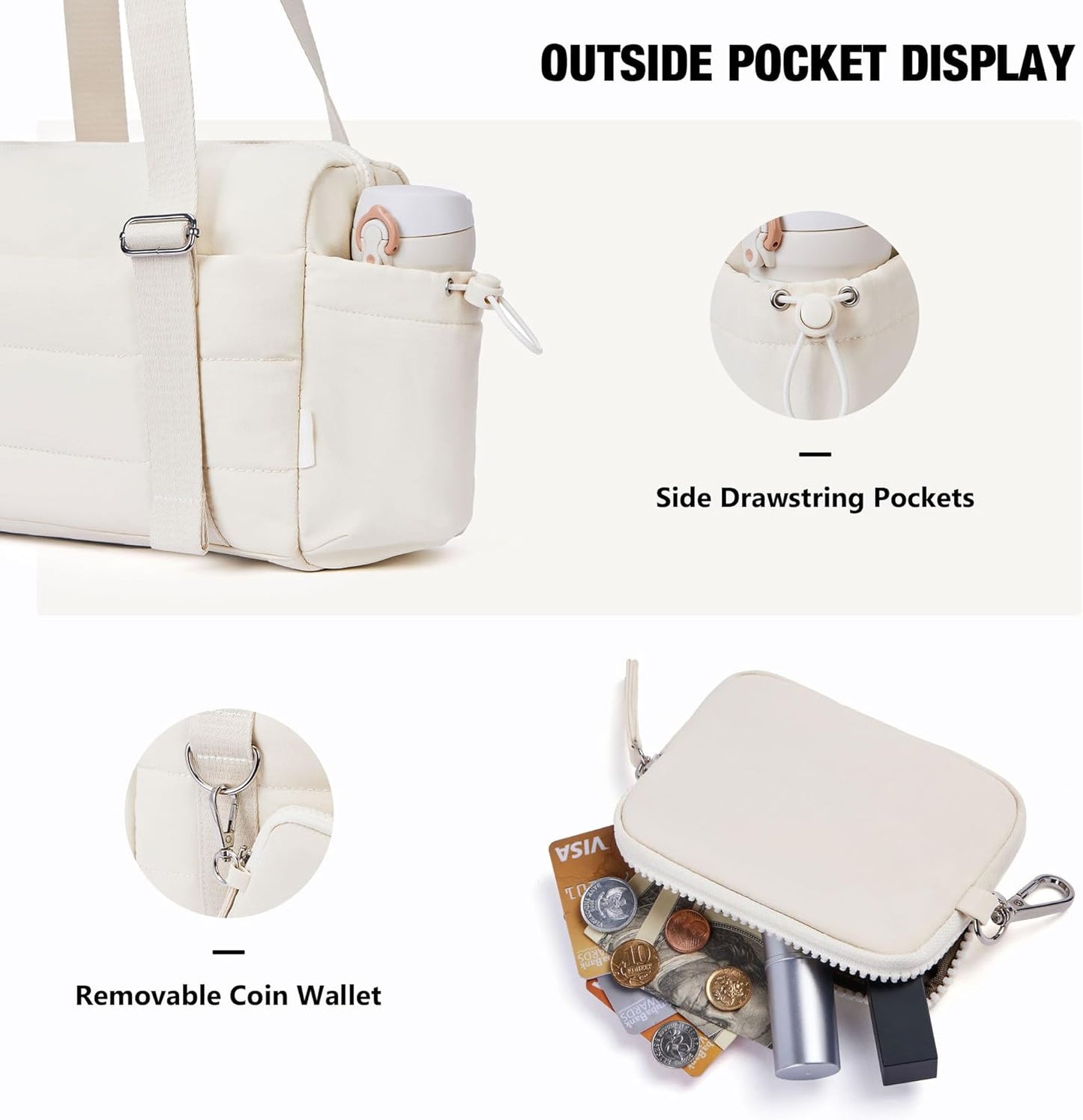 ROULENS Small Gym Bag for Women 2 Set Mini Gym Duffle Bag with Wet Compartment and Coin Wallet, Gym Tote Bag for Workout/Sport/Travel