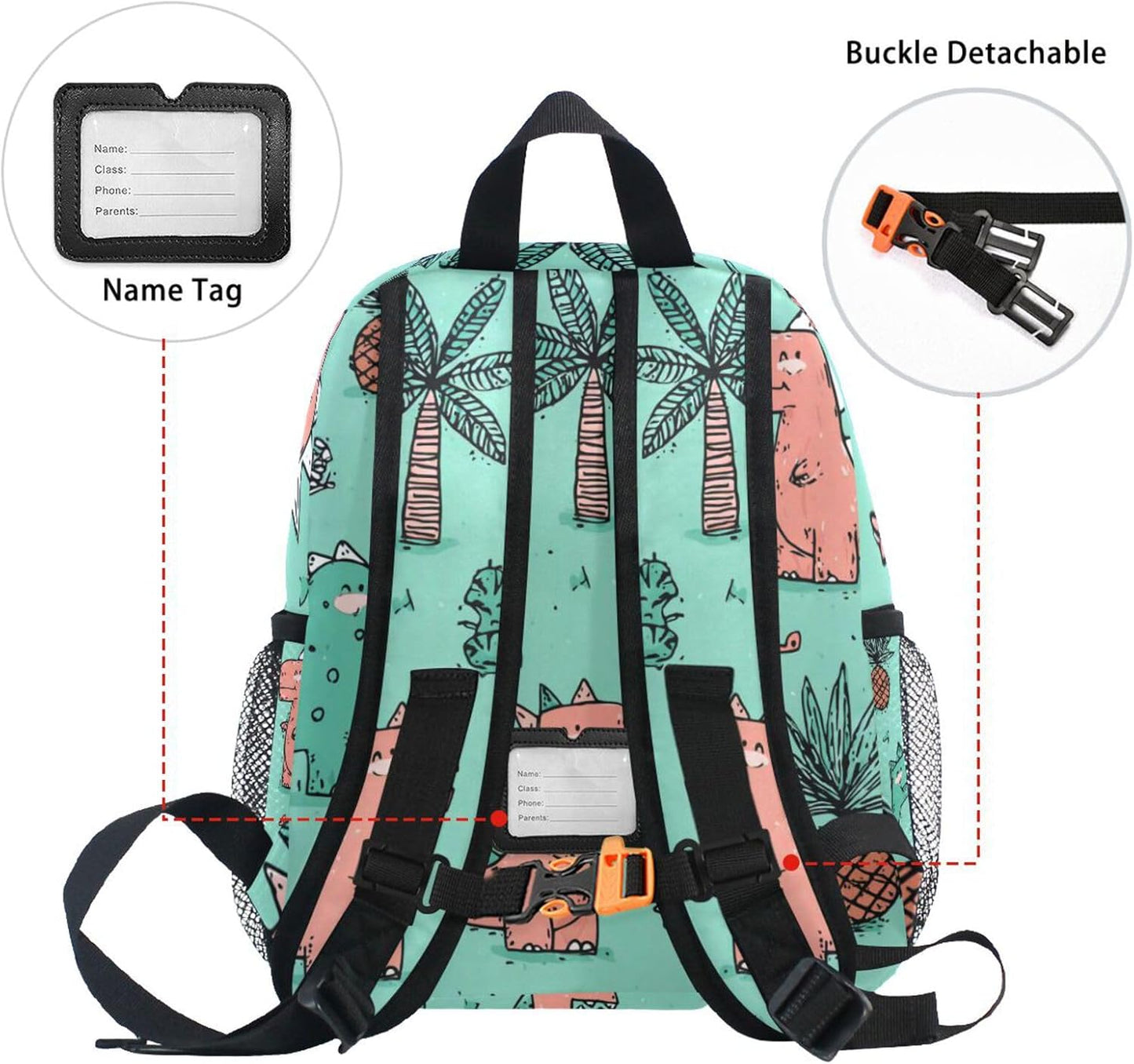 Custom Cute Dinosaurs Preschool Backpack for Toddler Boy Girl,Personalized Backpack with Name Text, Customization Kindergarten School Bookbags - S