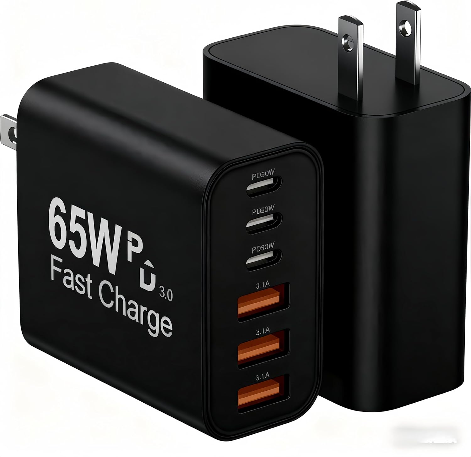 USB C Charger Block, 2-Pack 65W 6-Port USB C Wall Charger iPhone Charger Fast Charging PD Power