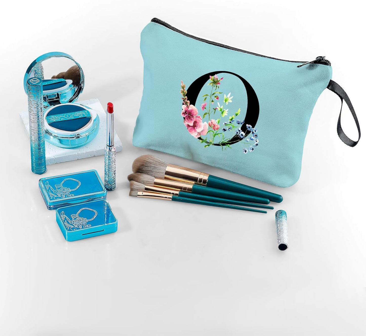 Happy Birthday Friendship Bridesmaid Team Gifts for Employees Women Mom Girl Daughter Teenage Personalized Make up Cosmetic Bag Travel with Mirror Mothers Day Christmas Graduation O