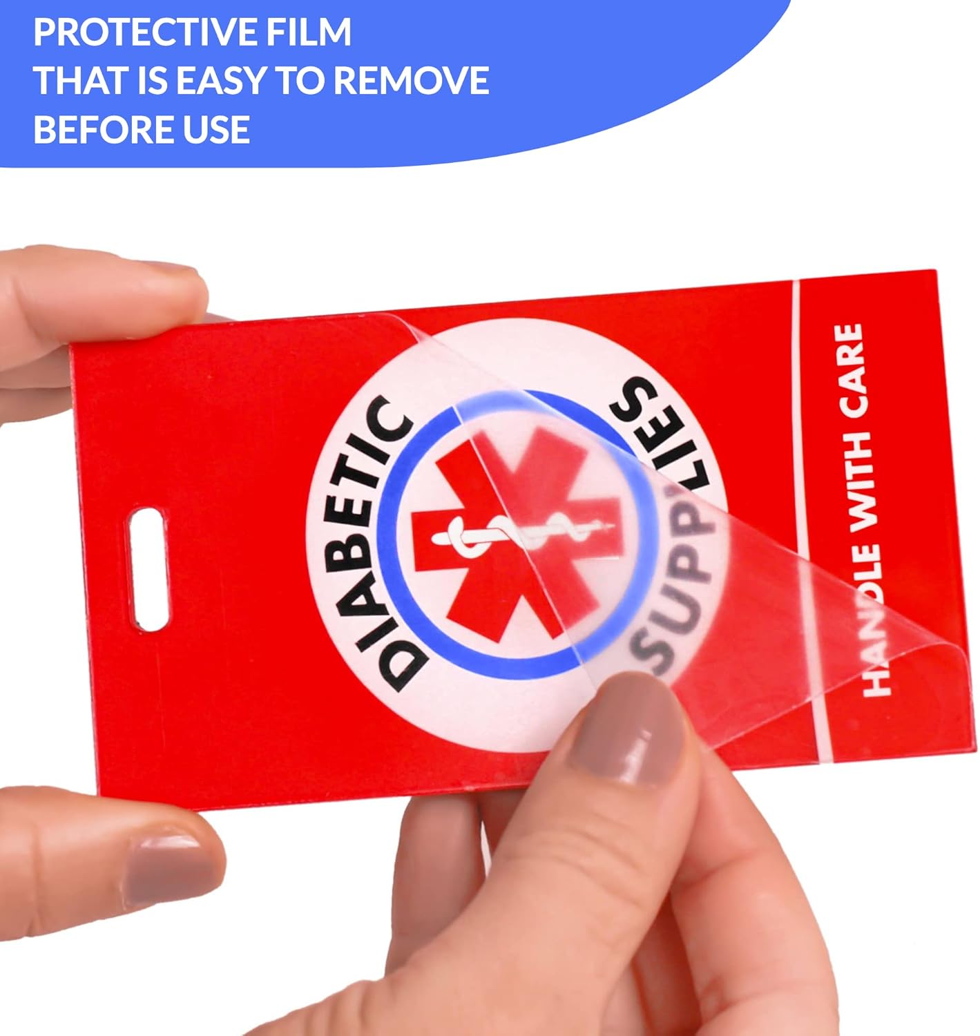 Diabetic Supplies ID Identification Luggage Tag | RED | Medical Alert | Insulin Medical Equipment | Handle with Care | Bag Tag | Luggage Gift