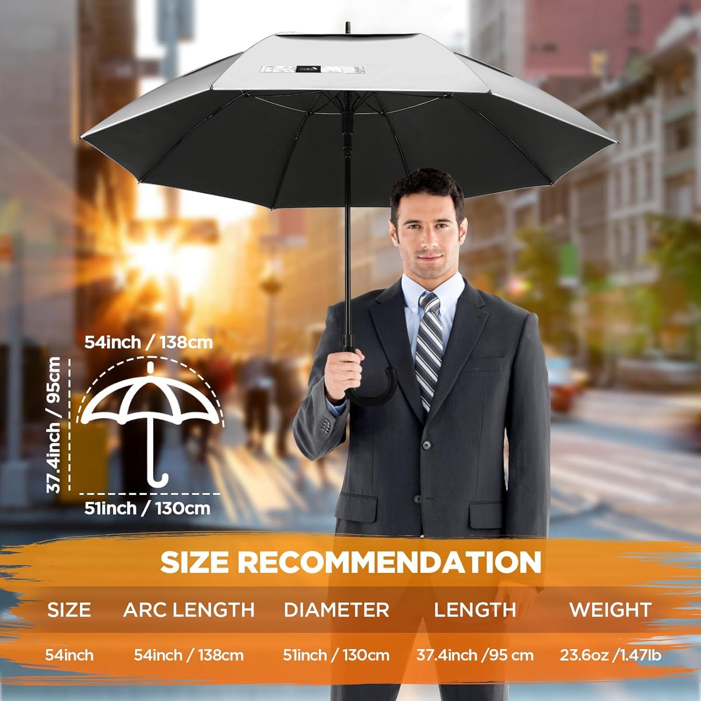 ZOMAKE 62/68" Windproof Golf Umbrella UV Protection, Automatic Oversize Golf Umbrellas Double Canopy Vented Sun Blocking Push Cart for Rain Sun