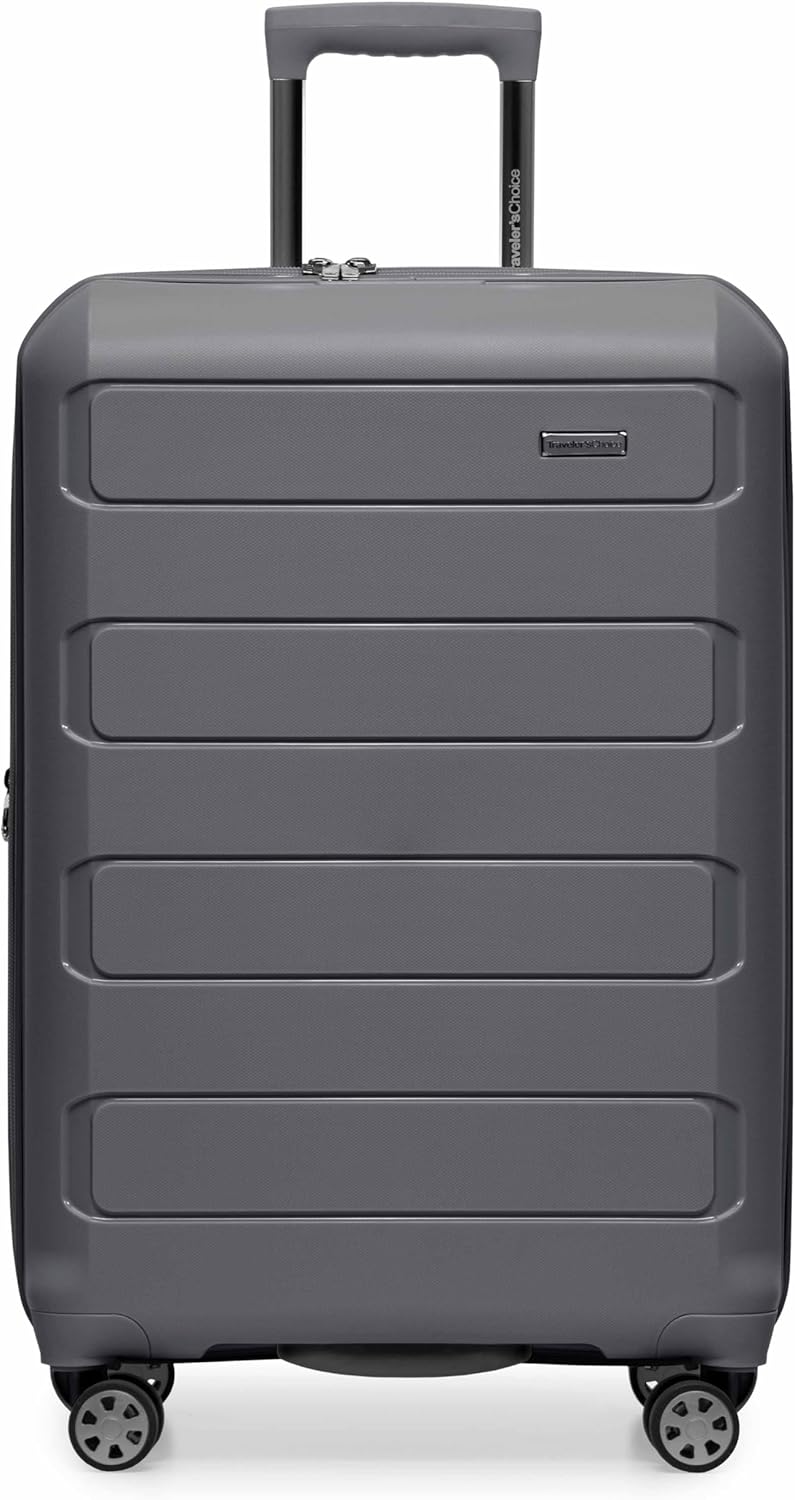 Traveler's Choice Pagosa Indestructible Hardshell Expandable Spinner Luggage, Gray, 3-Piece Set