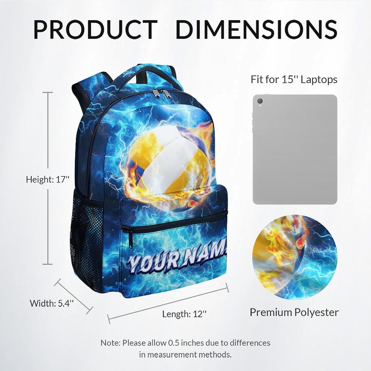 Custom Backpack - Volleyball Backpacks for Girls Teens - Personalized Kids Bookbag - Sports Theme School Bag for Elementary Middle School(17 Inch)