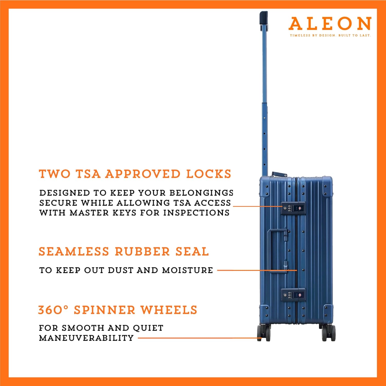 Aleon All Aluminum Lightweight Carry-On Luggage - Hardside Carry-On Suitcase, TSA Approved, Hard
