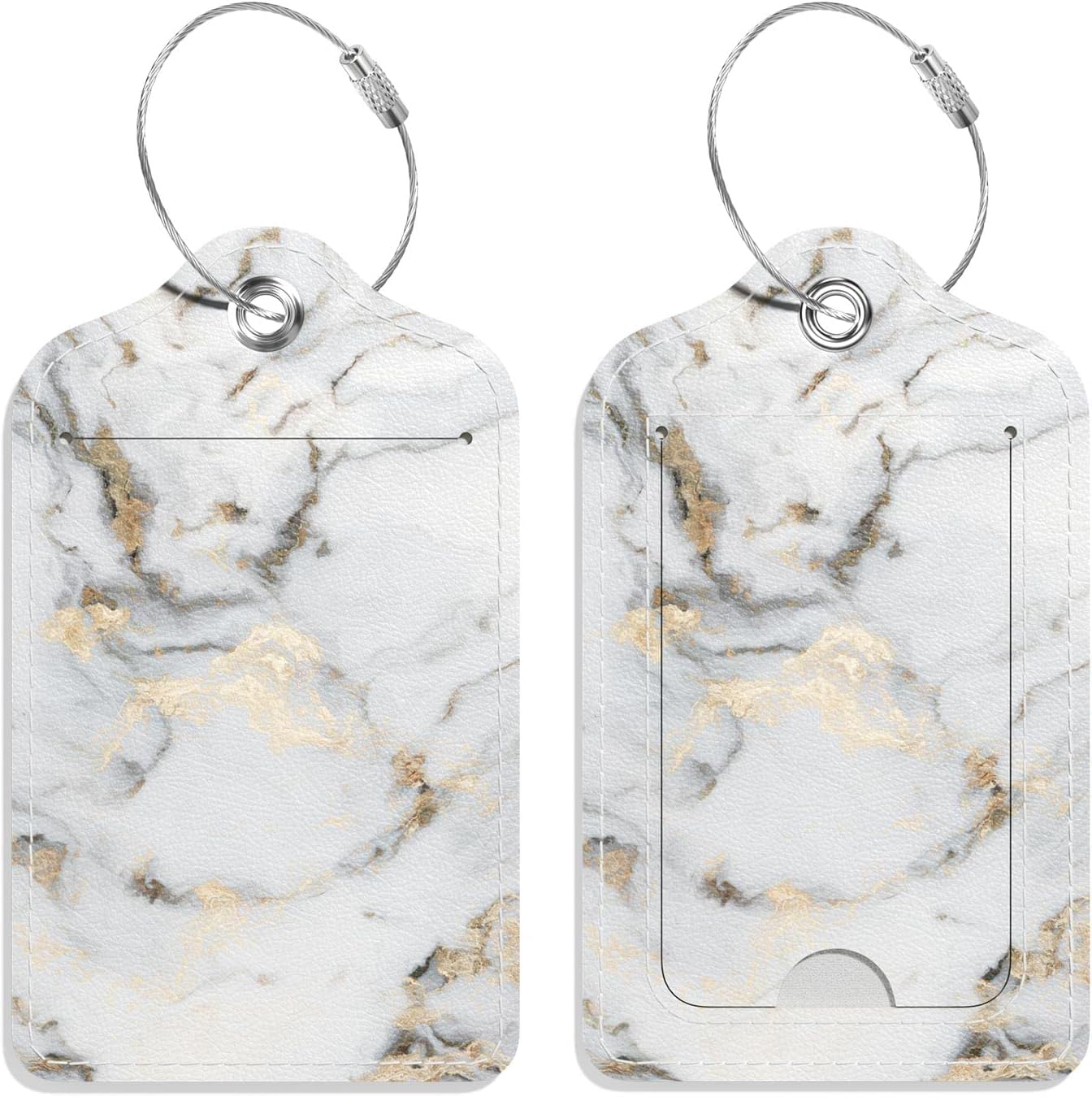 Luggage Tags for Suitcase, 2 Pack PU Leather Travel Cruise Luggage Tag with Privacy Flap, Name ID
