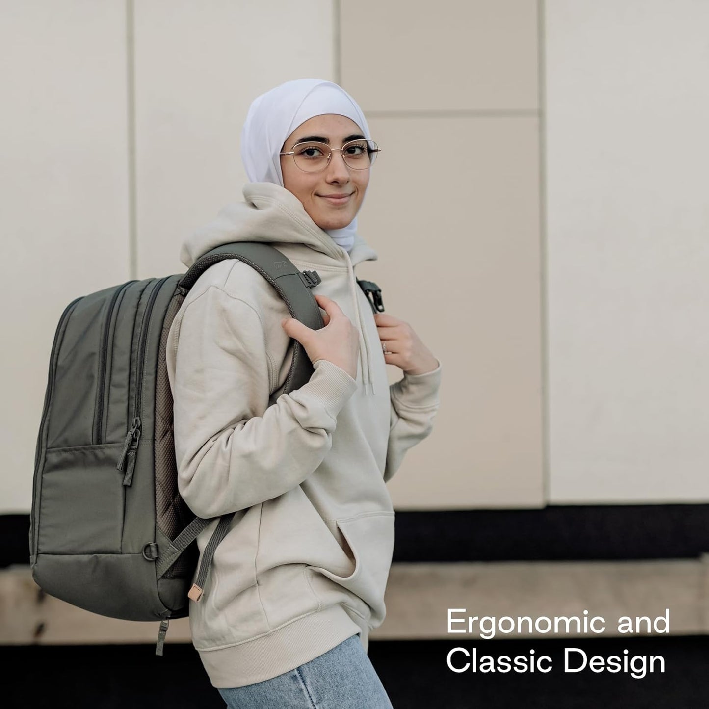 Beckmann URBAN Backpack for Teens and Adults – Lightweight, Ergonomic, Stylish & Functional Design, 30L Capacity, Laptop compartment- Recycled Materials – School, Work, or Travel. FOGGY GREEN