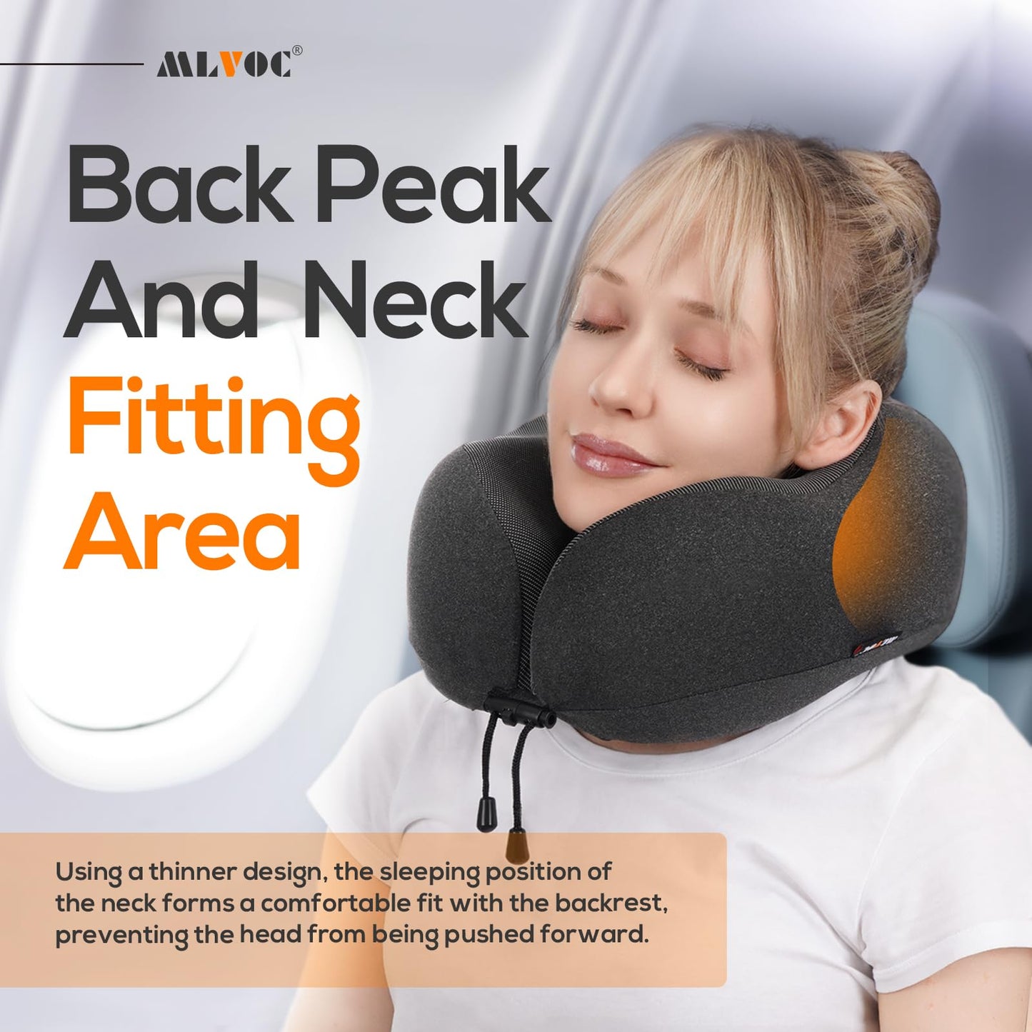 MLVOC Airplane Travel Neck Pillow for Sleeping, 3D-Eye Mask & Earplugs Kit