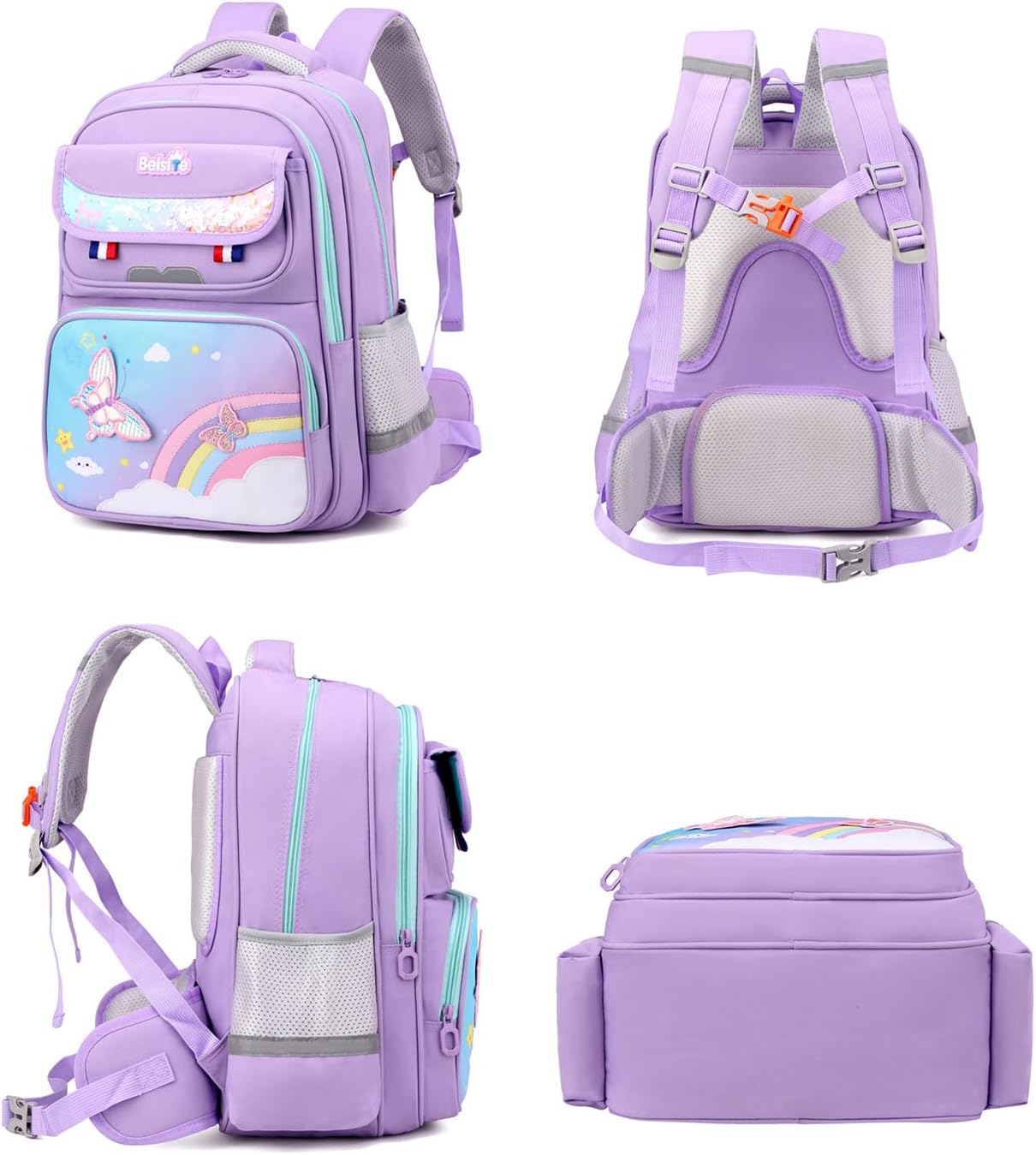 JiaYou Unisex Child Backpack Multi Layer Primary School Daypack with Detachable waist belt(Dark