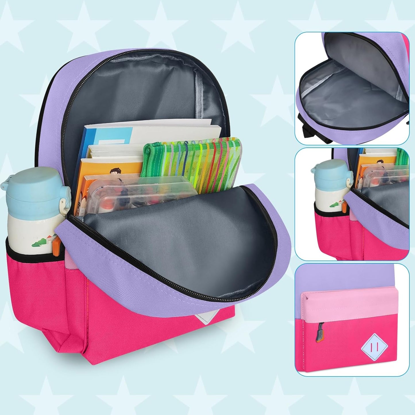 Little Kids Backpack for Girls - Toddler Preschool Backpack School Bag Cute Kindergarten Backpack for Aged 3-6, Purple Rose