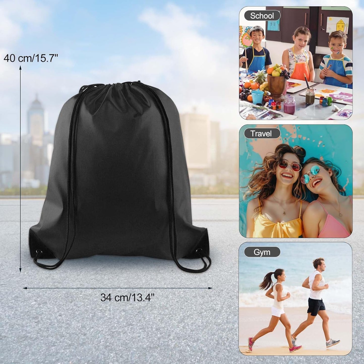 KUUQA 2 Pcs Drawstring Backpack Bags Sports Cinch Sack String Backpack Storage Bags for School Gym