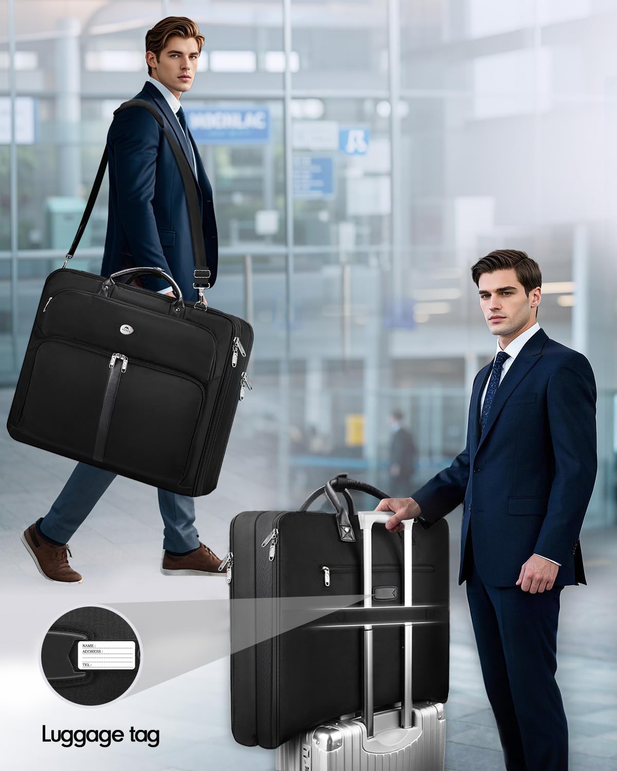 MATEIN Mens Garment Bags for Travel, Large Travel Suit Bag Up to 7 Suits