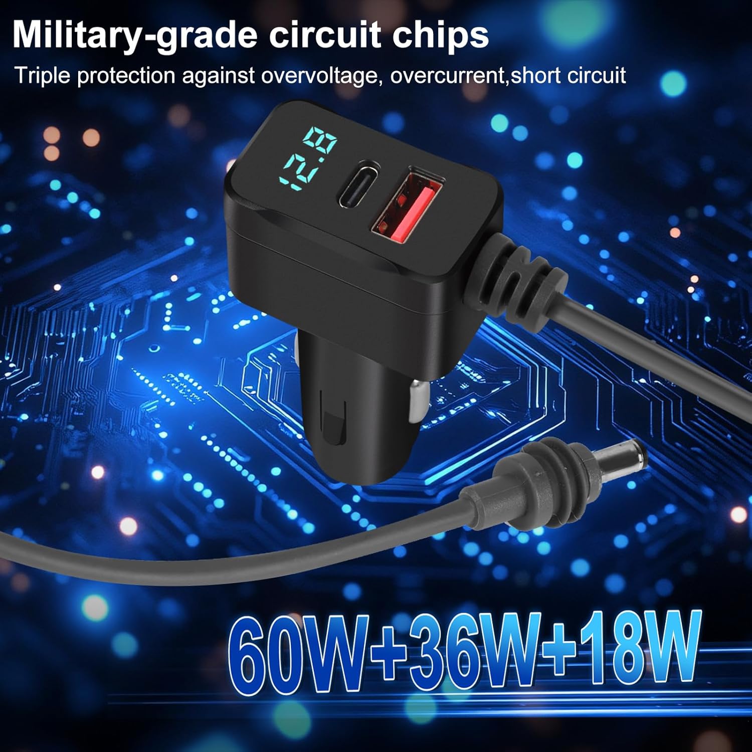 Starlink Mini Car Adapter 10FT 3-in-1 Cable & 12V-24V Adapter with Display | Starlink-Mini 12V