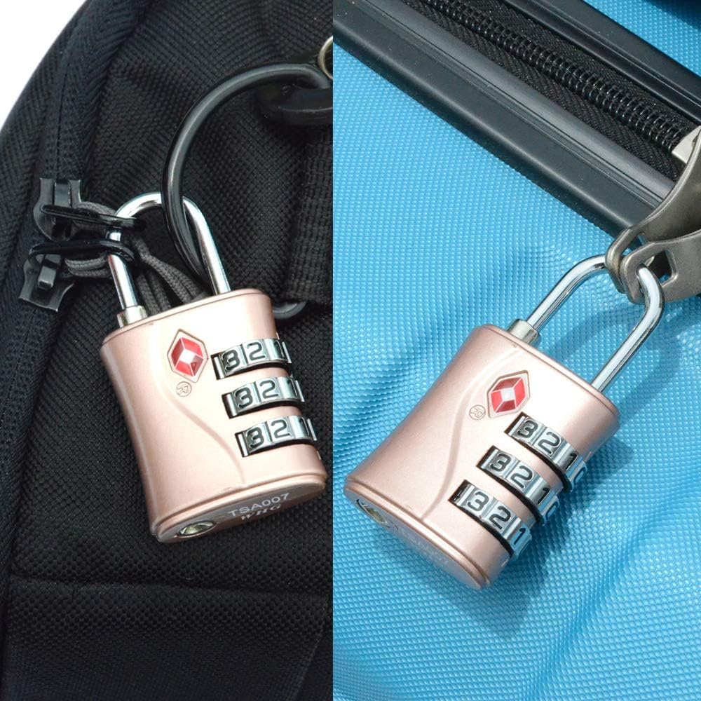 ZHEGE TSA Lock for Luggage, 3 Digit Travel Lock for Suitcase, Backpack, Baggage (Rose Gold, 1 Pack)