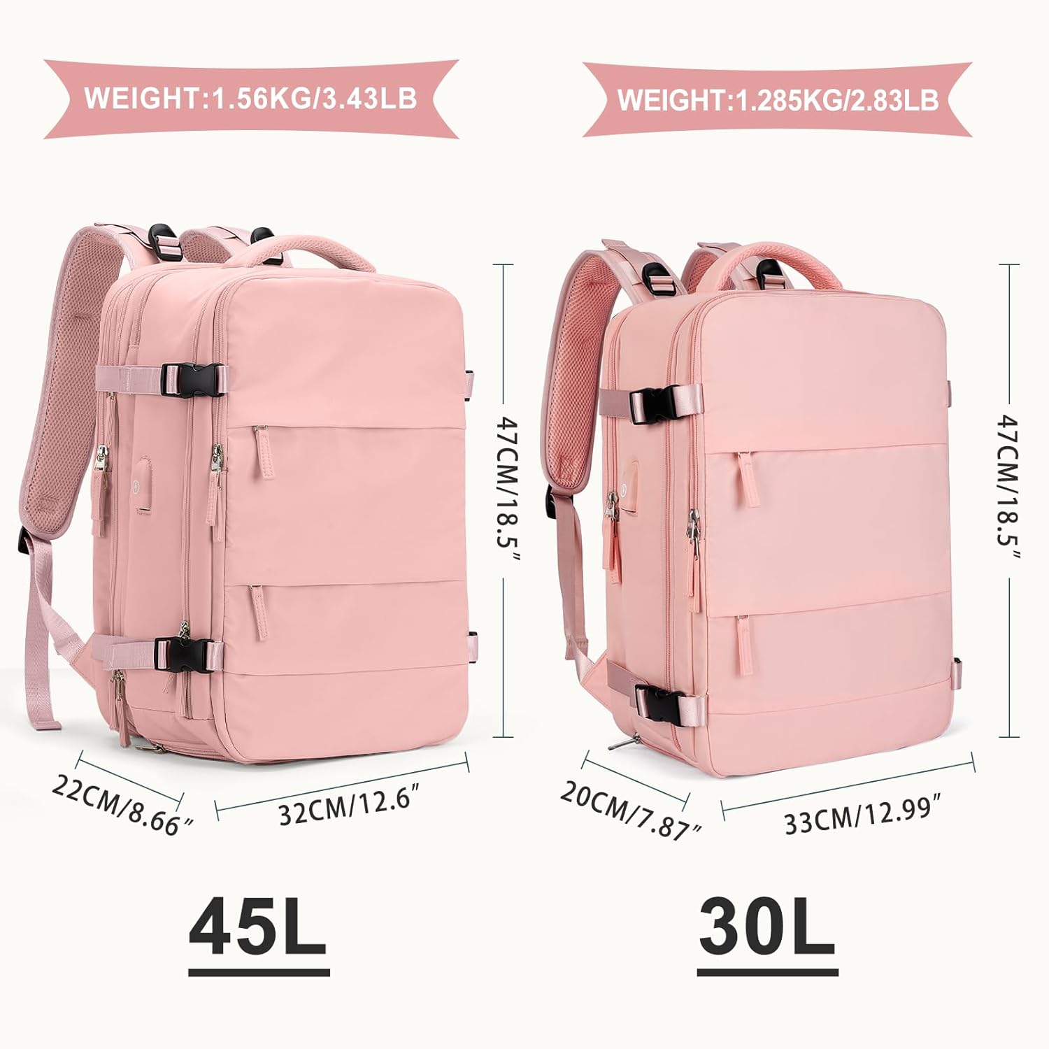 coowoz Large Travel Backpack For Women Men, Carry On Backpack,Hiking Backpack Waterproof Outdoor