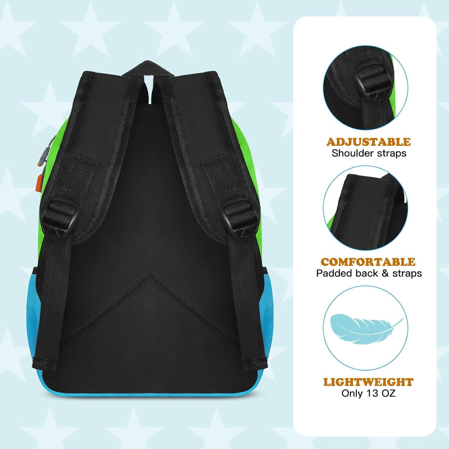 Little Kids Backpack for Girls Boys - Toddler Preschool Backpack School Bag Cute Kindergarten Backpack for Aged 3-6, Green Blue