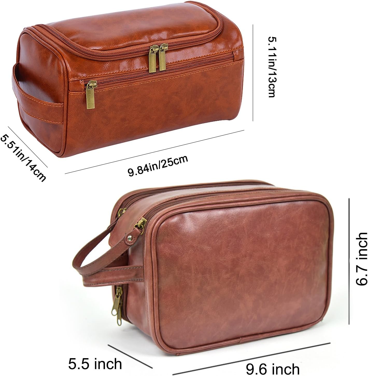 Personalized Leather Toiletry Bag for Men,Custom Engraved Travel Shaving Dopp Kit Bag,Customized Name&Logo Gift for Father,Husband, Boyfriend,Groomsmen,Anniversary,Birthday