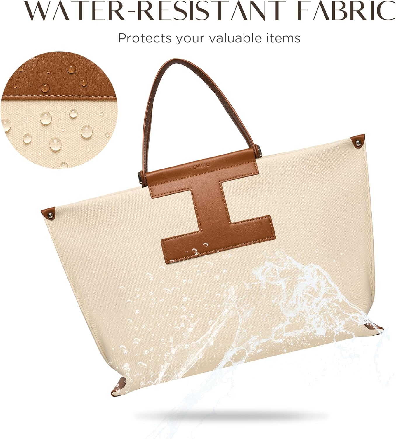 CHUNLI Laptop Tote Bag for Women,15.6 Inch Waterproof Scratch-Resistant Leather Work Computer Bag Business Office Briefcase