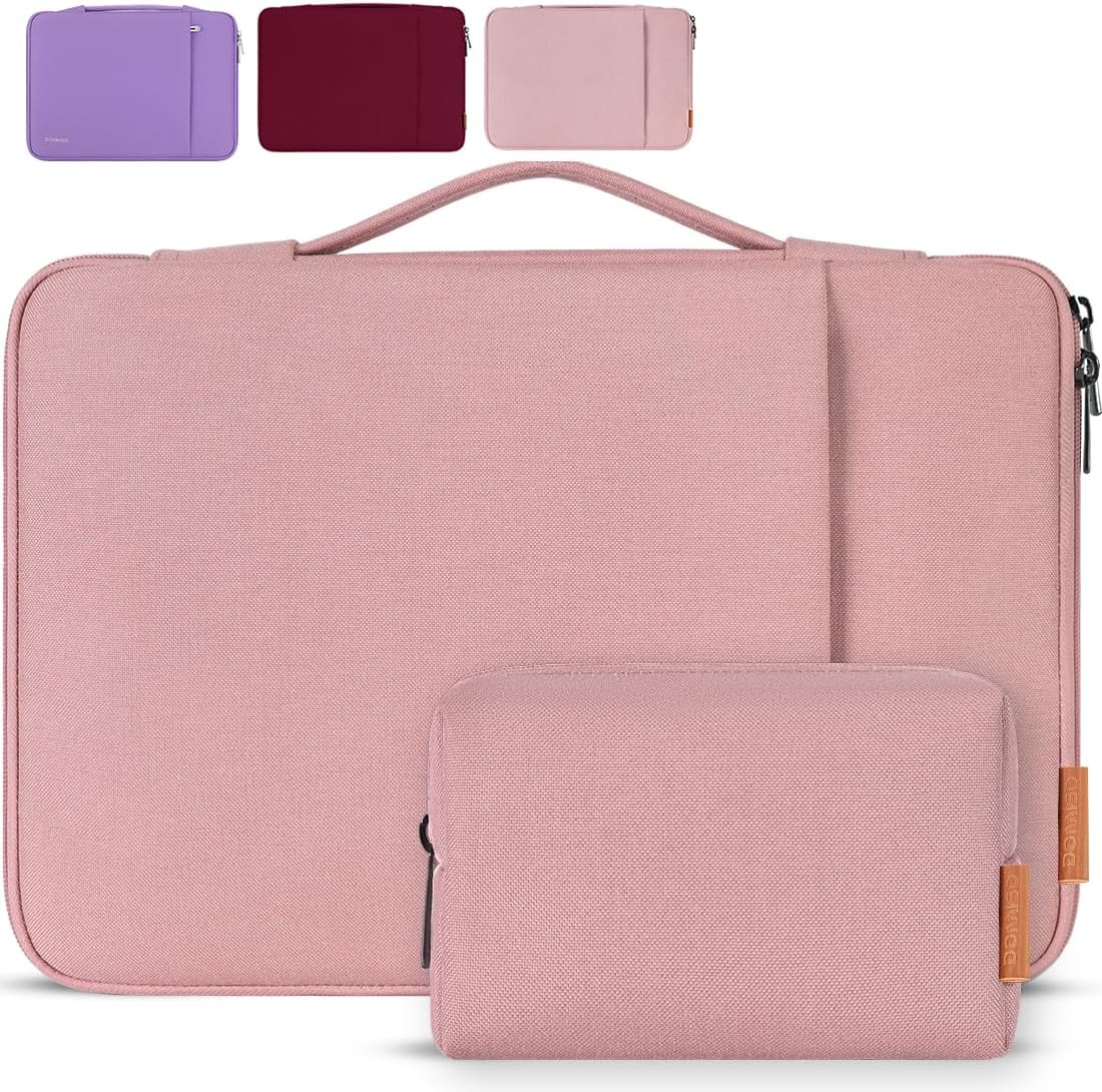 DOMISO Laptop Case Laptop Sleeve Cover Compatible with 15 inch MacBook Air M4/A3241 2025, M3/A3114,M2/A2941,15 inch MacBook Pro A1990 A1707,Compatible with Dell XPS 15 Plus with Small Case,Pink