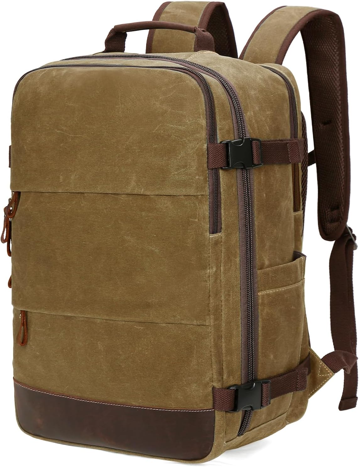 Travel Backpack for Men Carry On Backpack Flight Approved Personal Item Backpack, 18.4 inch Laptop Backpack Casual Daypack Weekender Business Hiking Backpack, Brown