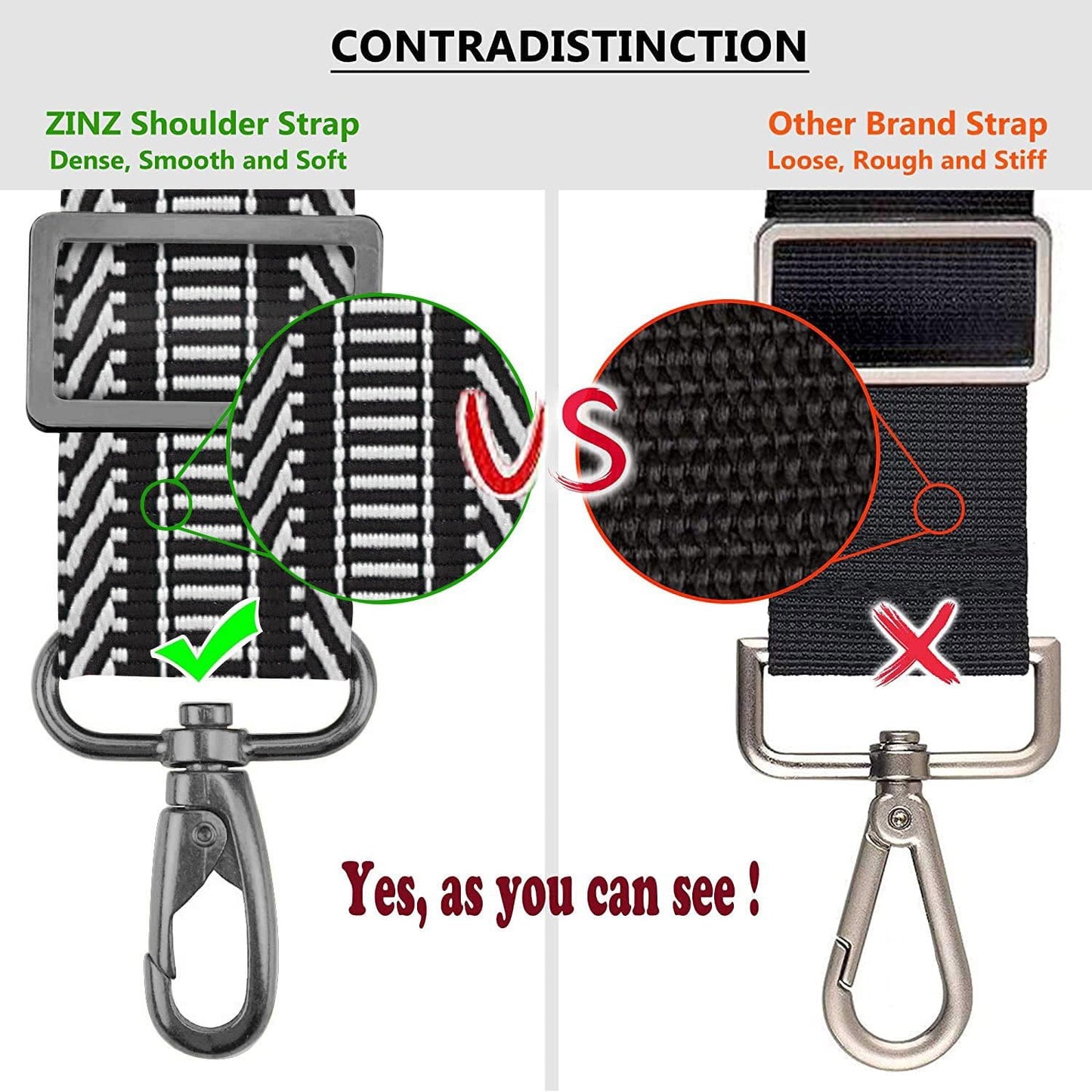 ZINZ Shoulder Strap, 57" Padded Adjustable Shoulder Bag Straps Replacement for Bags with