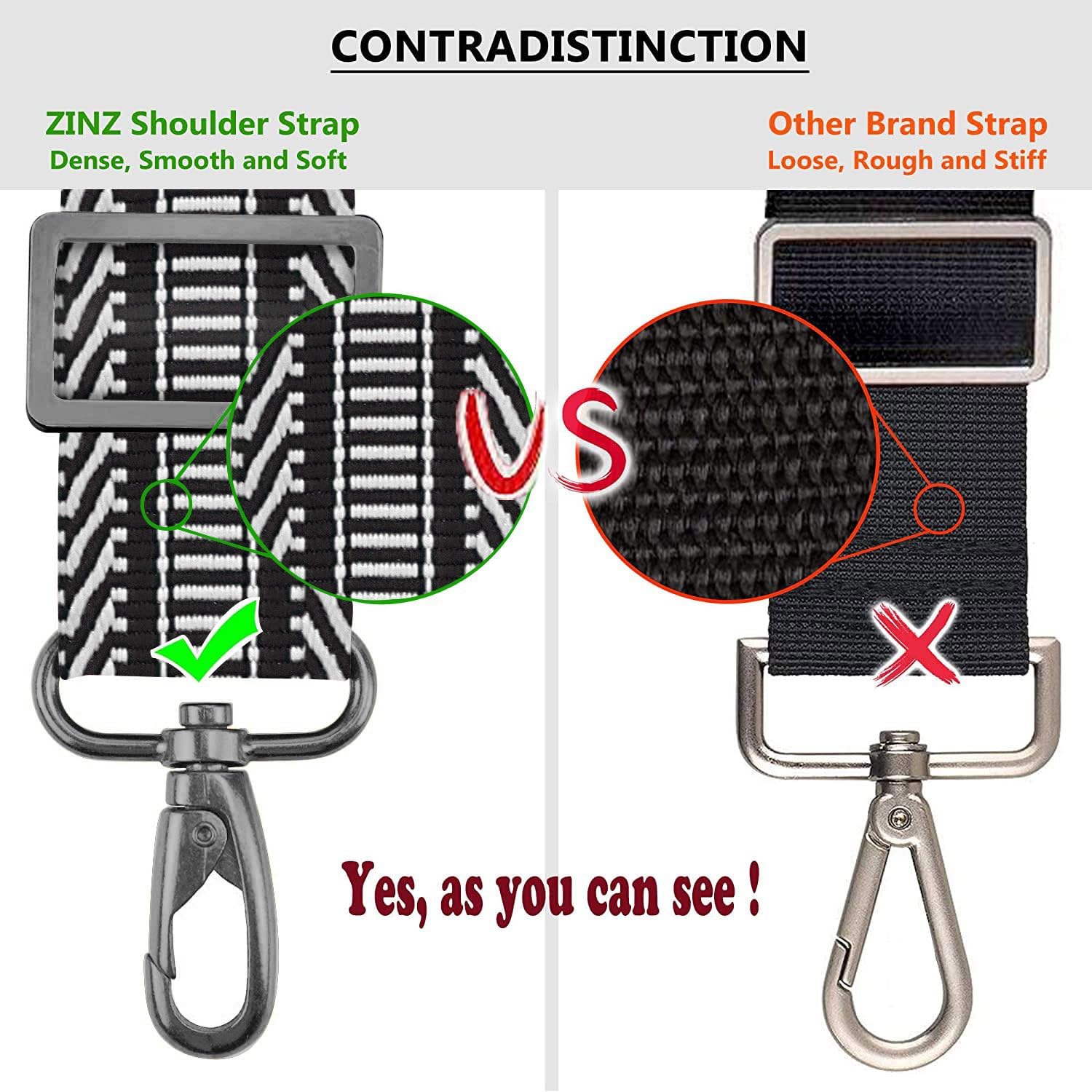 ZINZ Shoulder Strap, 57" Padded Adjustable Shoulder Bag Straps Replacement for Bags with